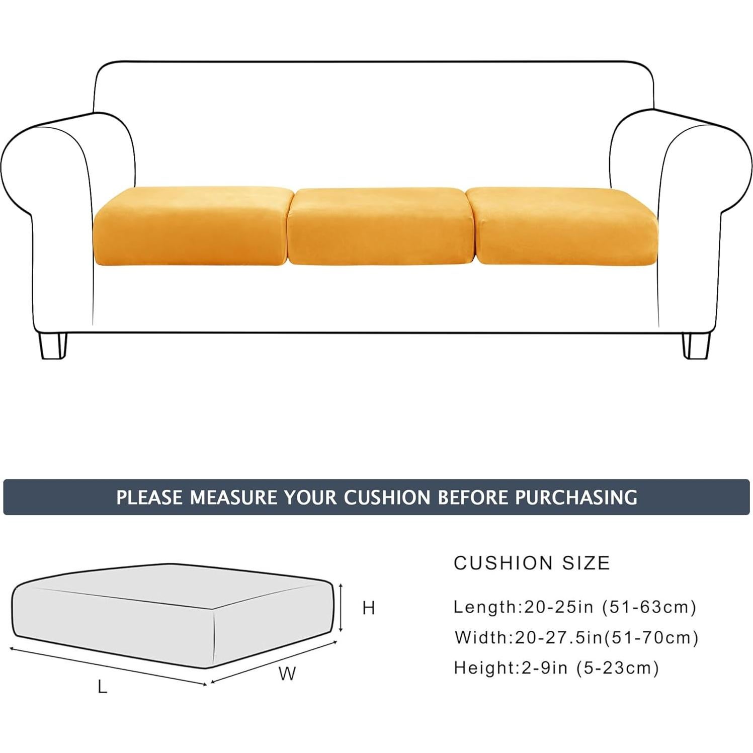 Funda de Cojín Terciopelo Acolchada CONRUSER Oro 3 Pzas