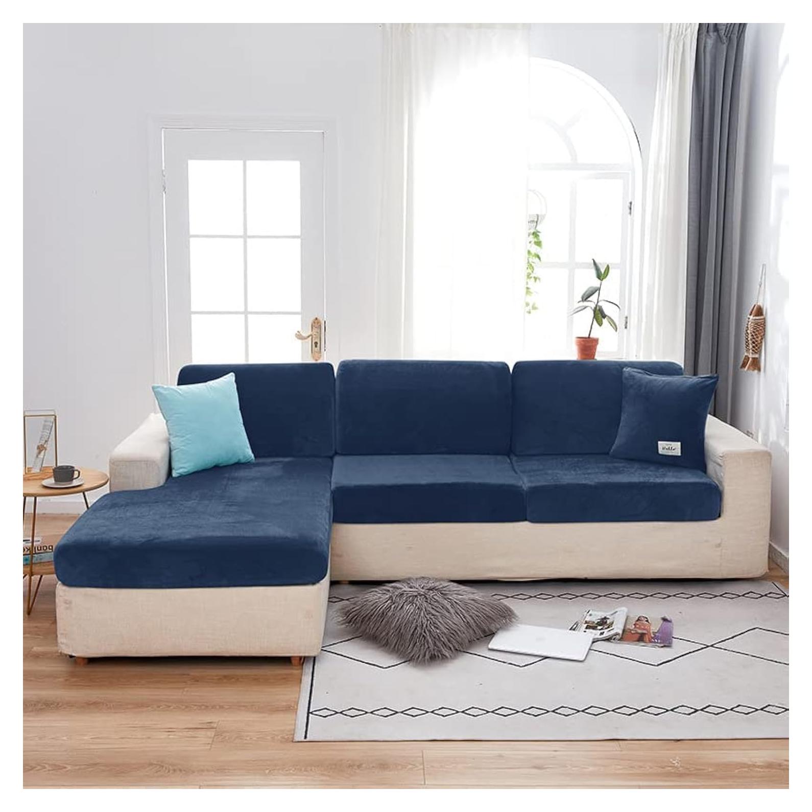 Funda de Sofá Universal Jonuiony Azul Marino Asiento Individual