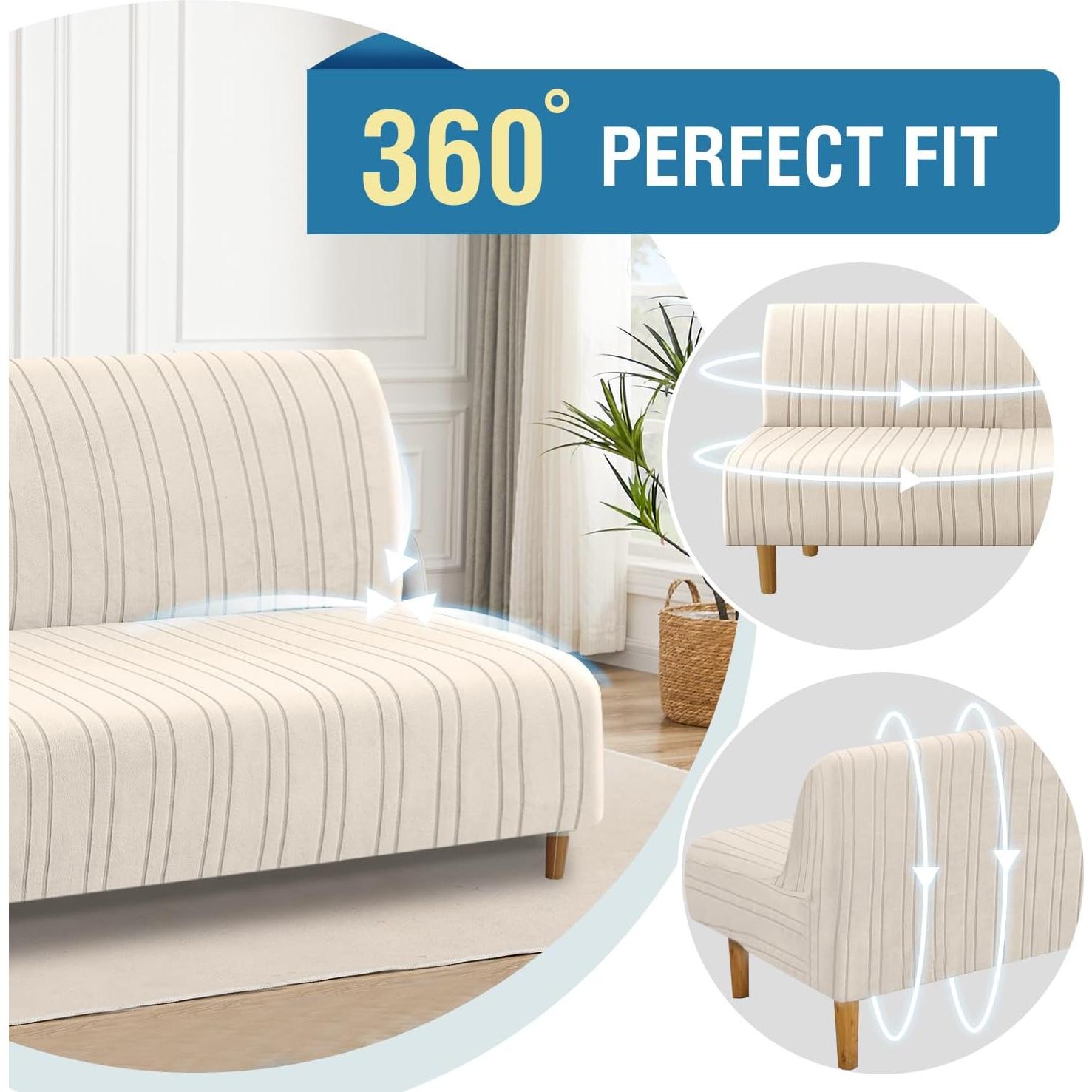 Funda de Futón H.VERSAILTEX Elástica Rayas Modernas Natural