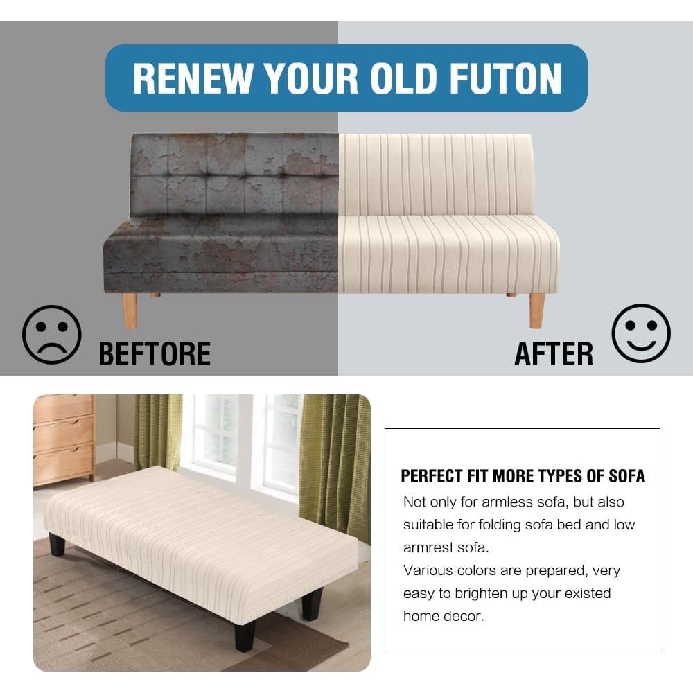 Funda de Futón H.VERSAILTEX Elástica Rayas Modernas Natural