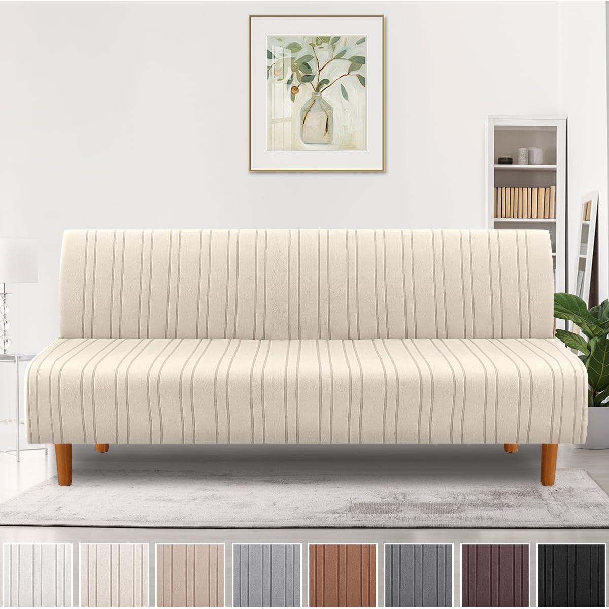 Funda de Futón H.VERSAILTEX Elástica Rayas Modernas Natural
