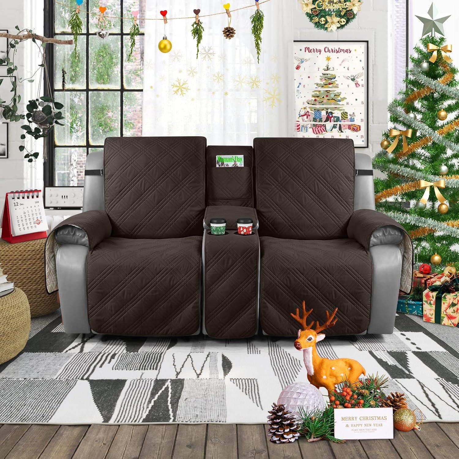 Funda Impermeable para Loveseat Recliner TAOCOCO 2 Asientos Chocolate