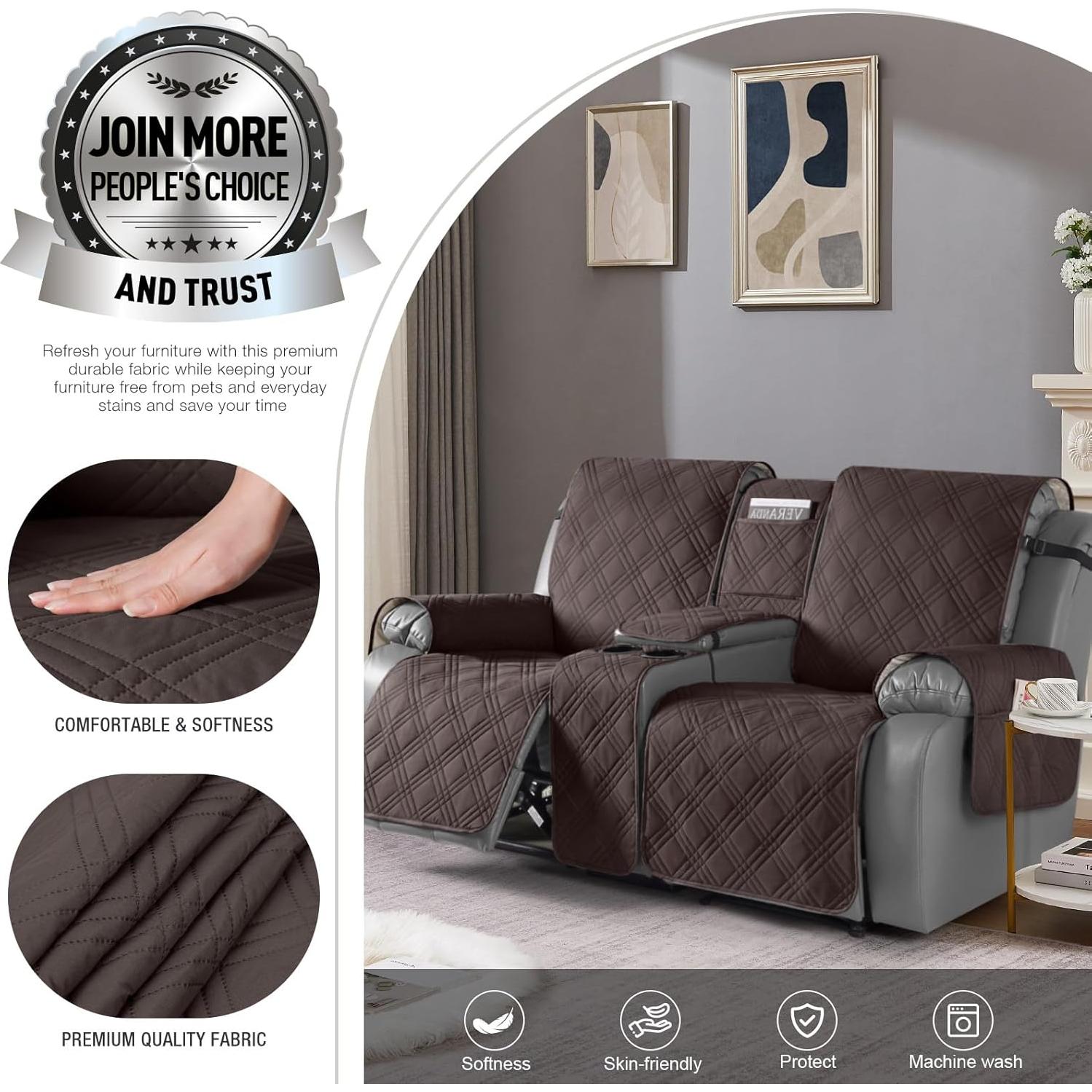 Funda Impermeable para Loveseat Recliner TAOCOCO 2 Asientos Chocolate