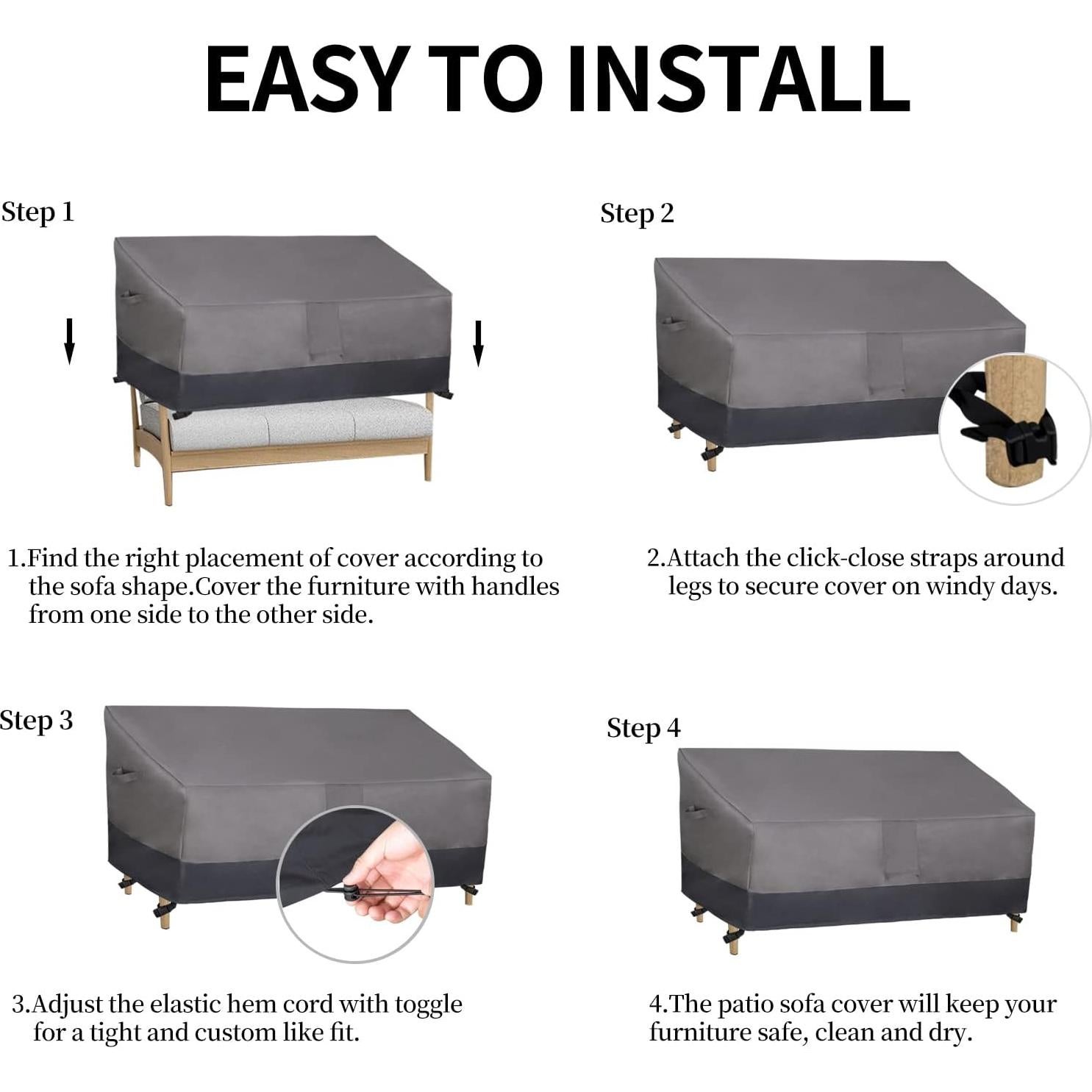 Funda para Sofá de Patio Easy-Going 3 Plazas Gris 93x216x89 cm