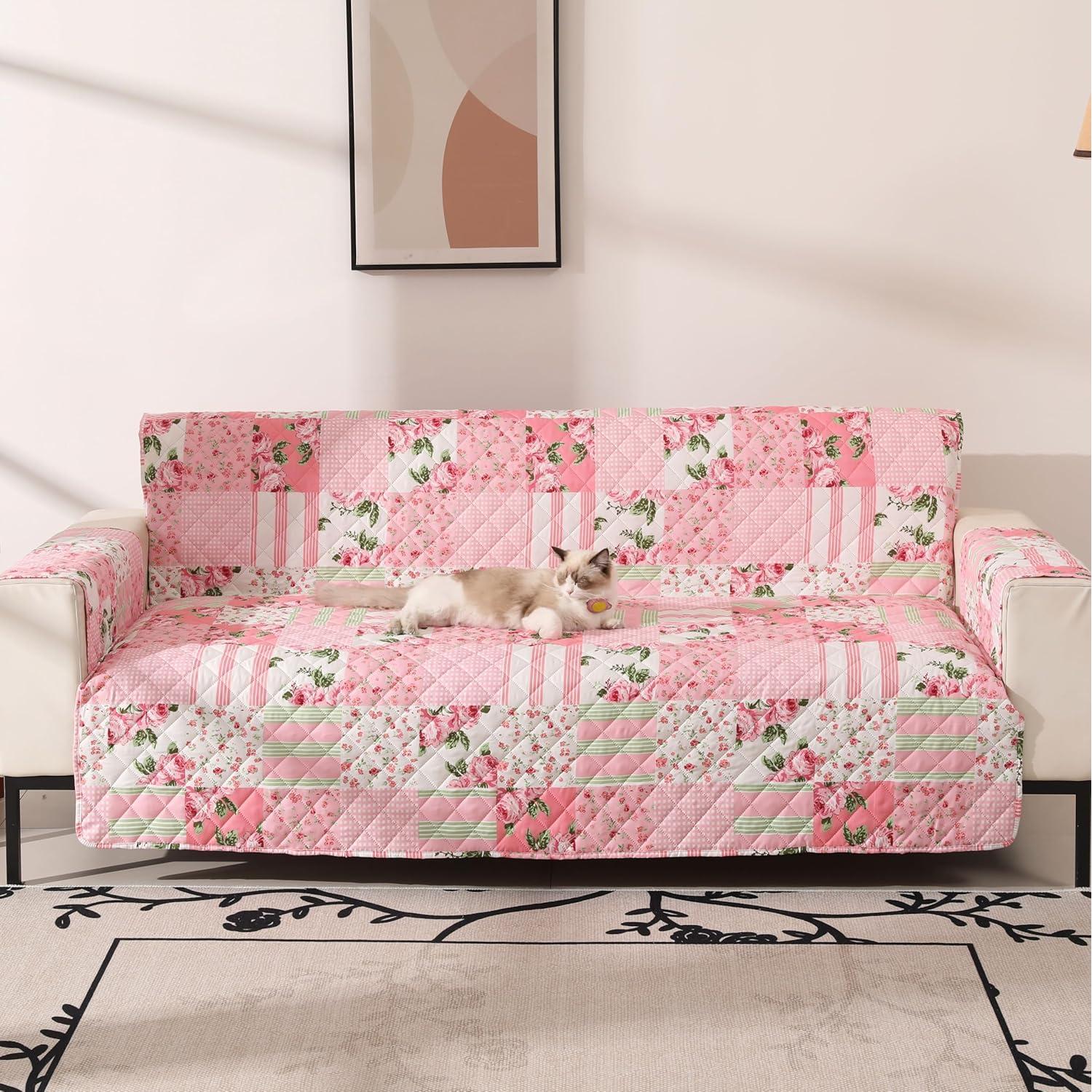 Funda de Sofá Antideslizante Cmfshape Rosa Floral 190x325 cm