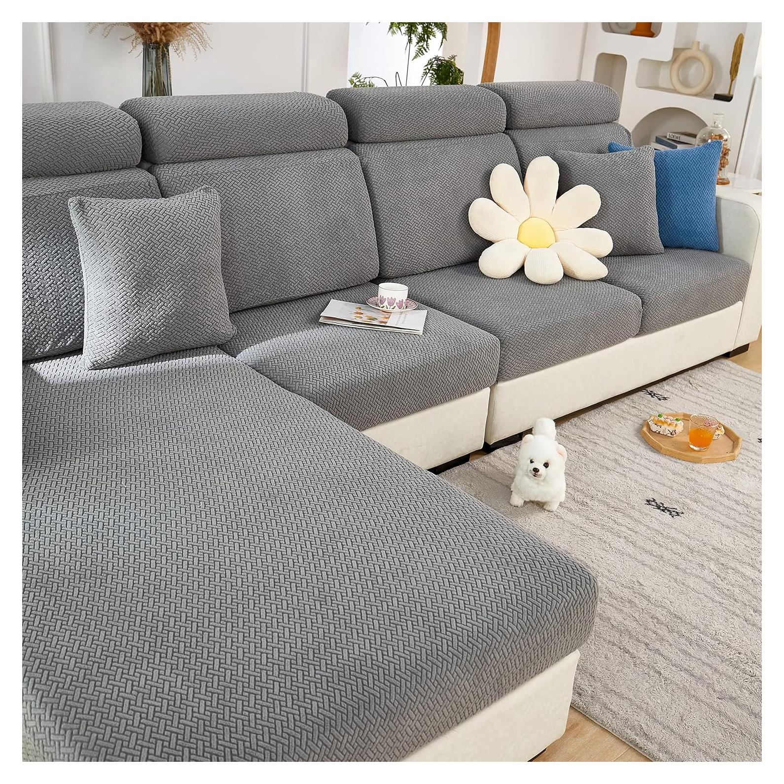 Funda elástica para sofá en L ELEOPTION gris 3 plazas