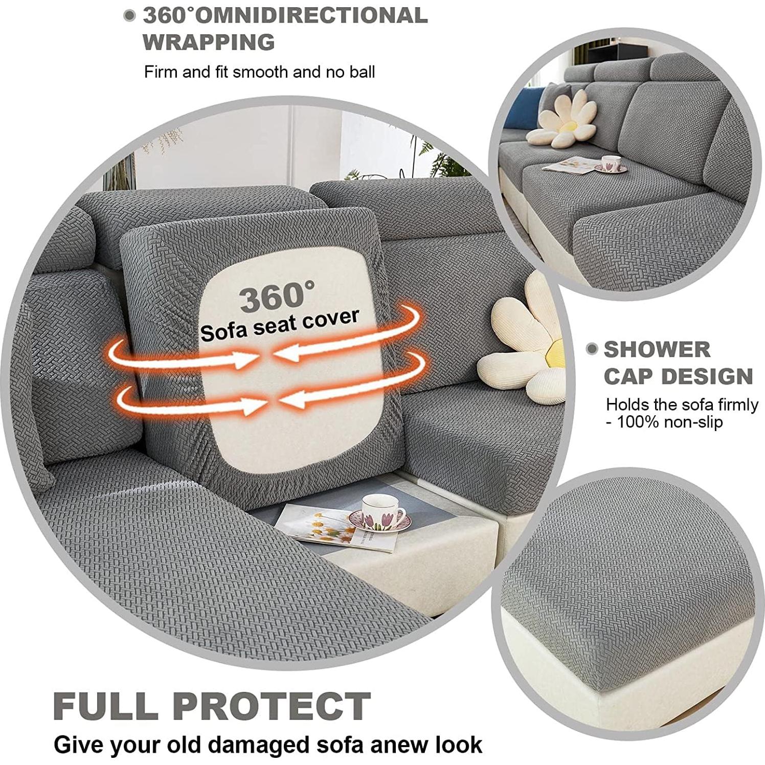 Funda elástica para sofá en L ELEOPTION gris 3 plazas