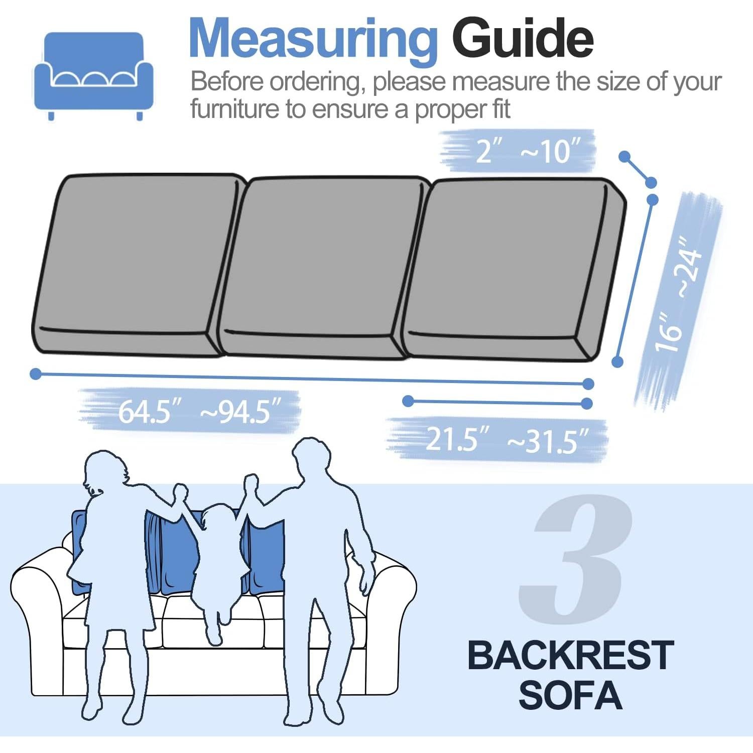 Funda de Cojín de Respaldo Grande WEYOND 3PC Chenille Gris