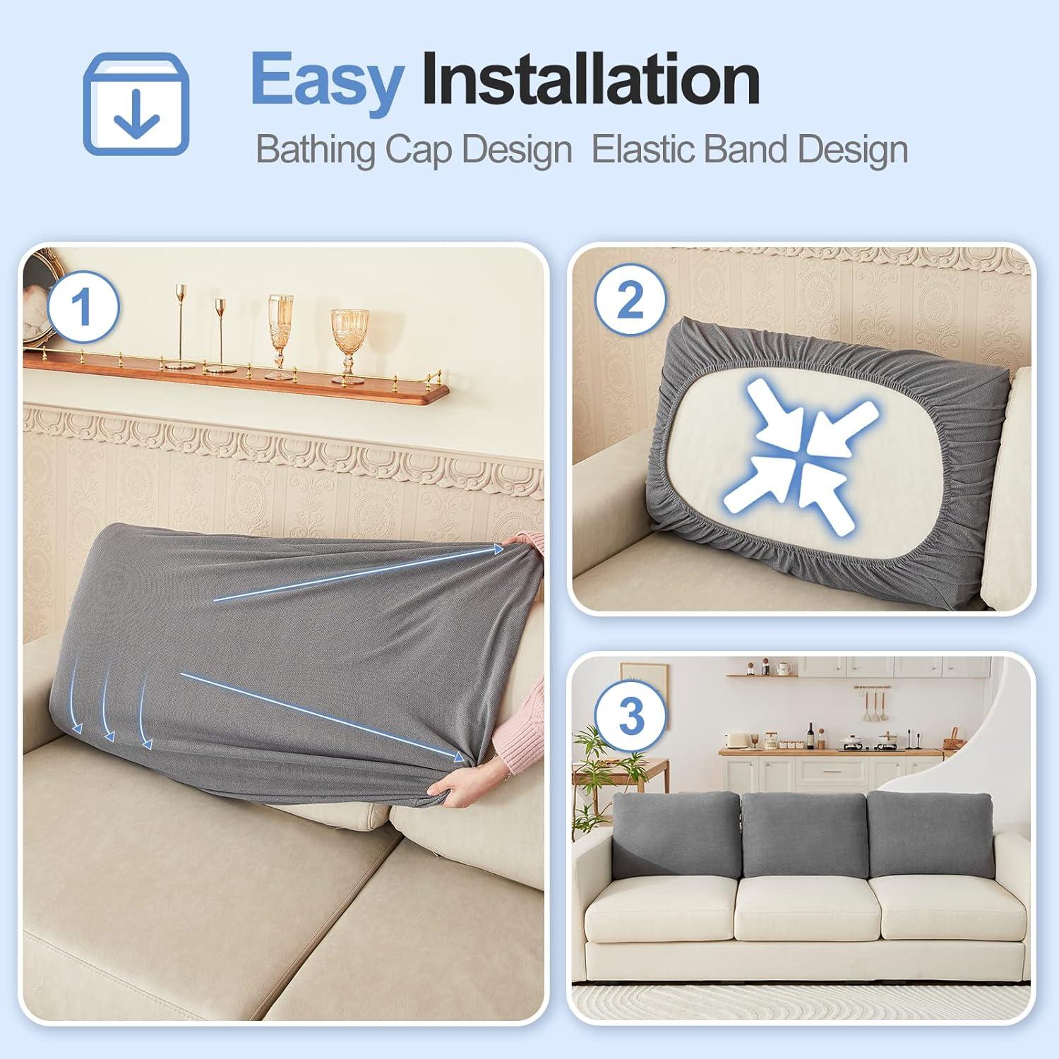 Funda de Cojín de Respaldo Grande WEYOND 3PC Chenille Gris