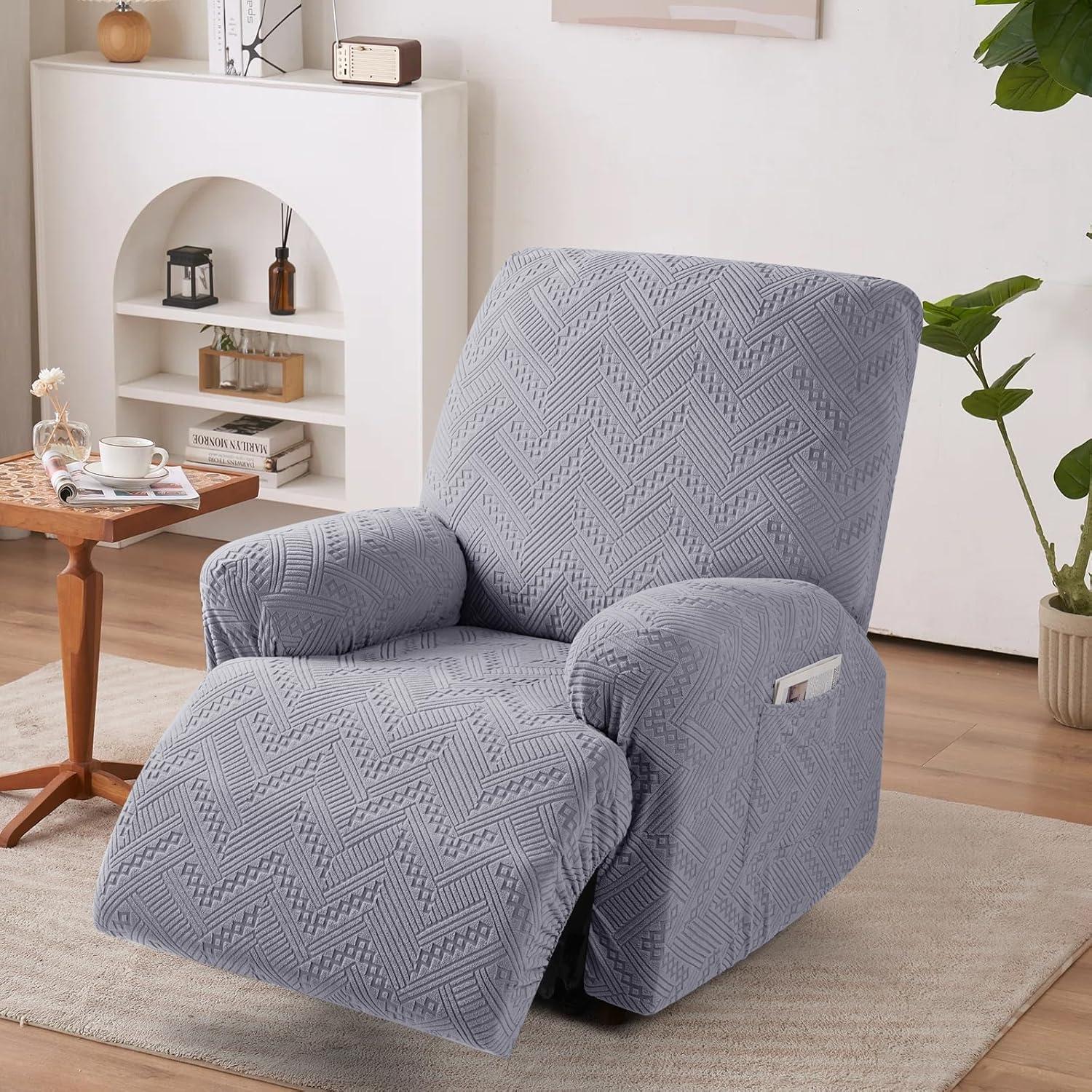 Cubierta de Sofá Reclinable Ruaozz 1 Plaza Gris Claro