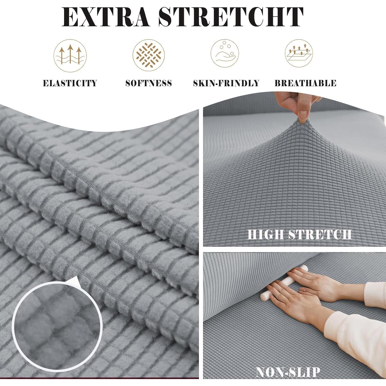 Funda de Sofá Grande Qubjus Gris Plateado Antideslizante