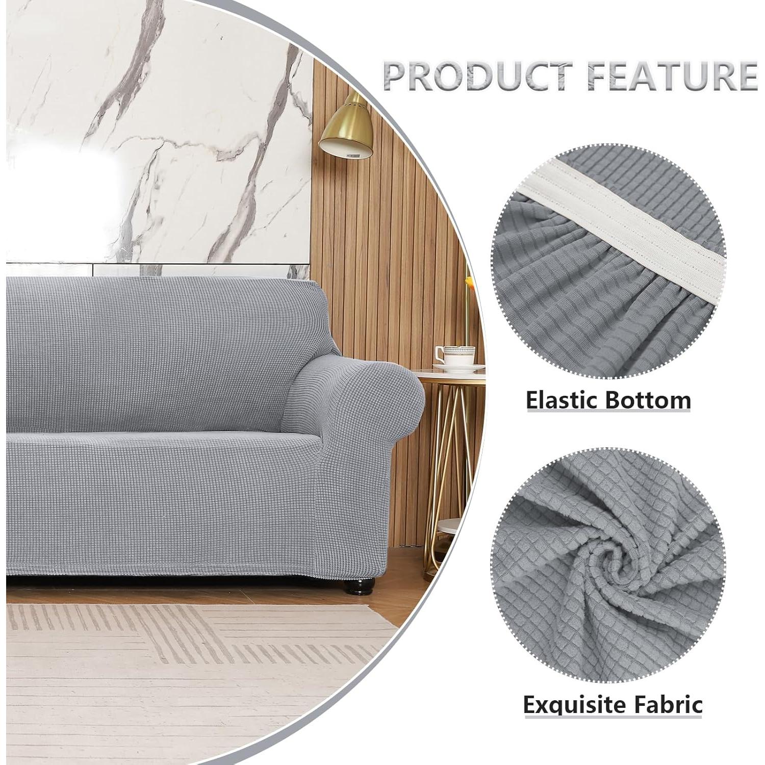 Funda de Sofá Grande Qubjus Gris Plateado Antideslizante