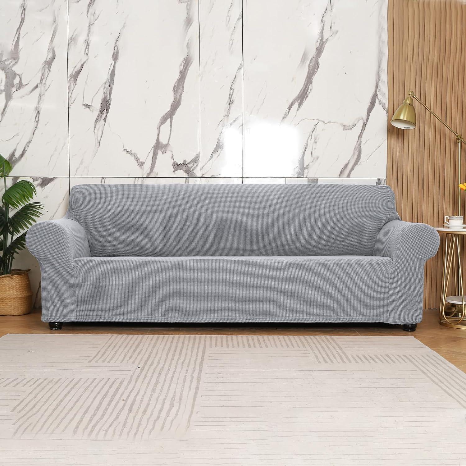 Funda de Sofá Grande Qubjus Gris Plateado Antideslizante