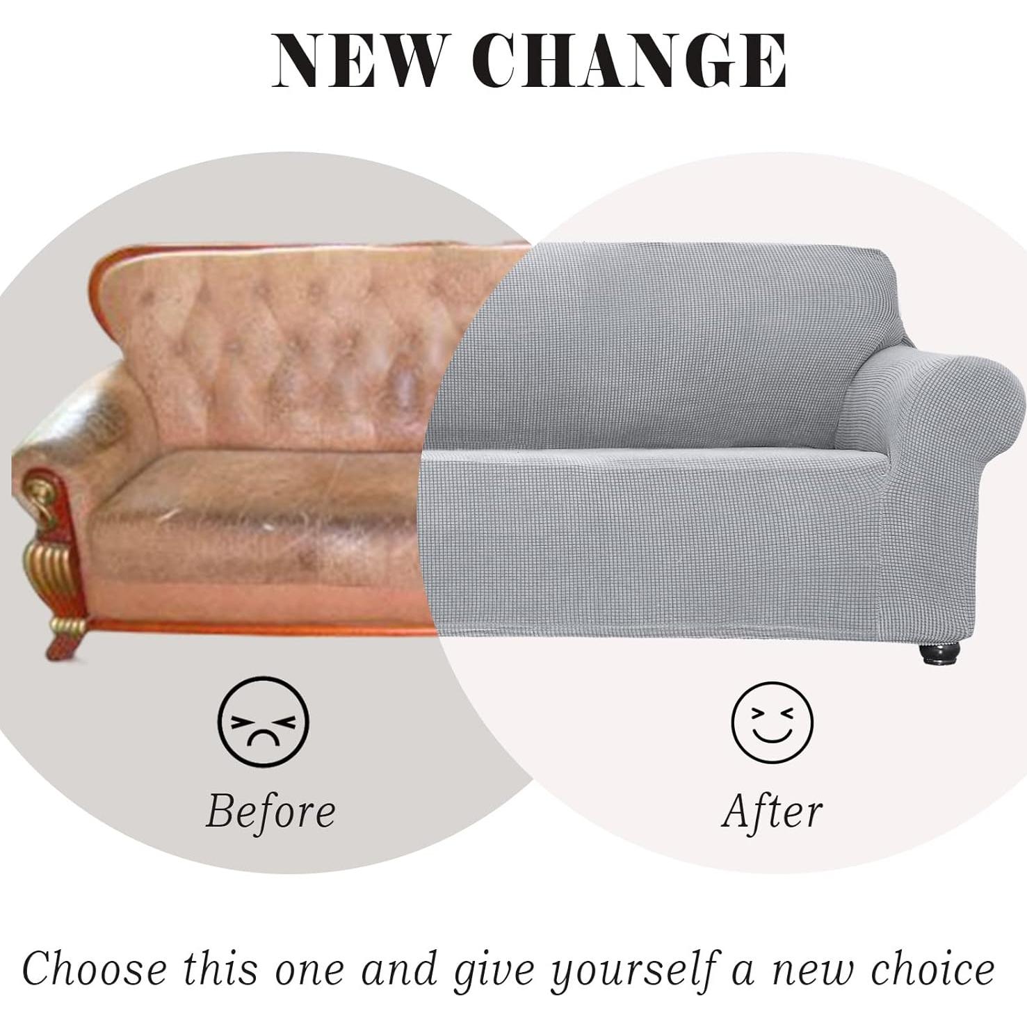 Funda de Sofá Grande Qubjus Gris Plateado Antideslizante