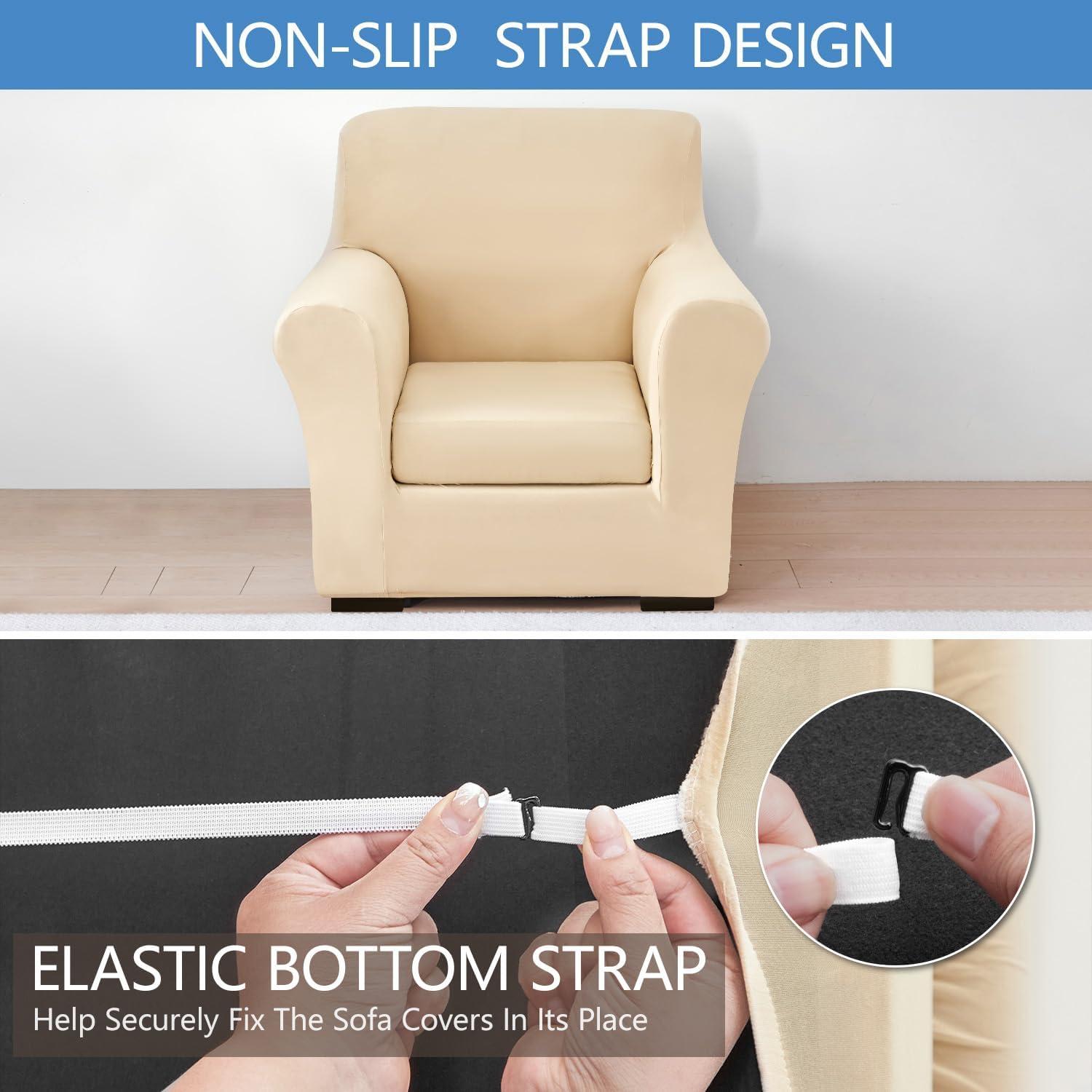 Funda de Sofá Stretch Keyroal Beige 2 Piezas Lavable