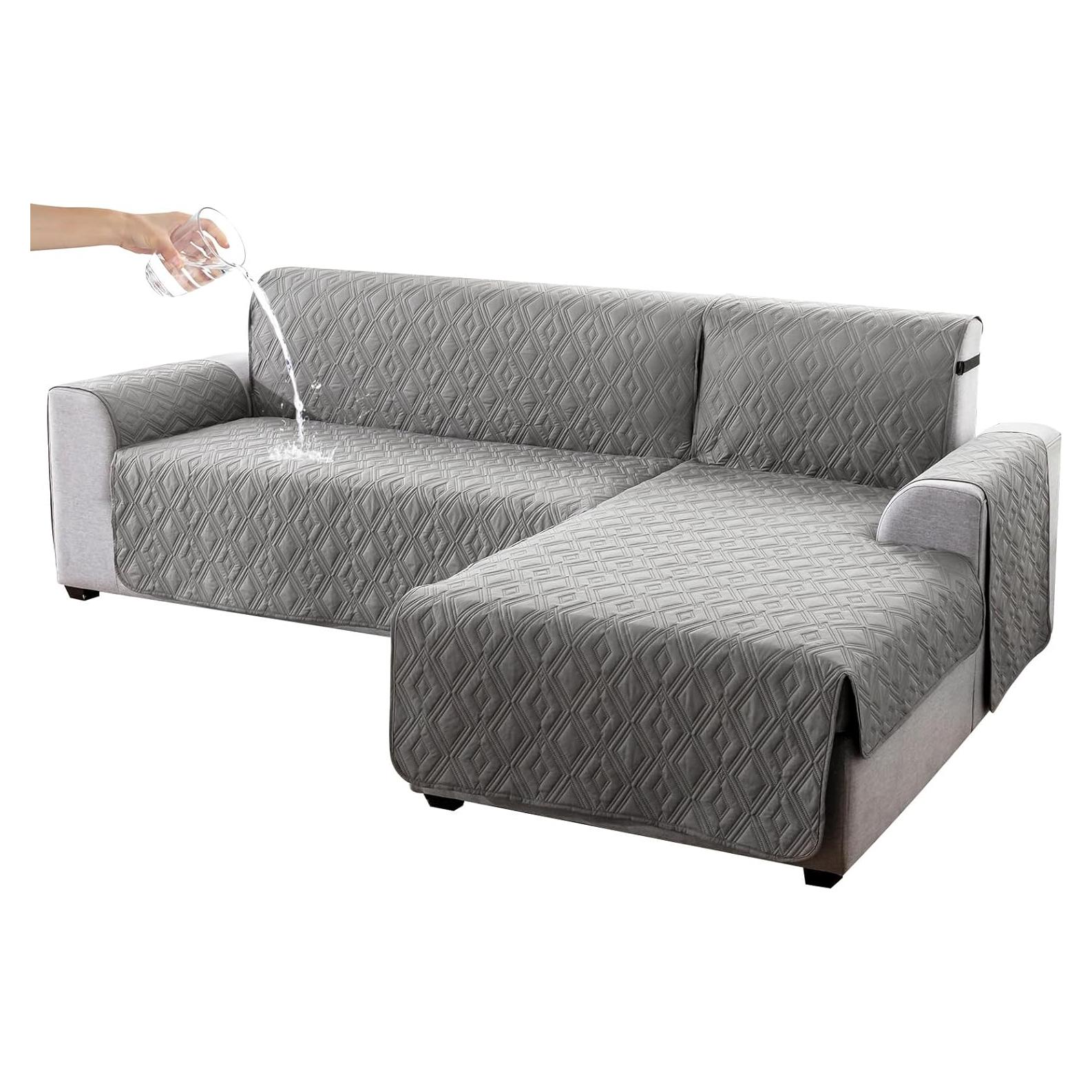 Cubierta de Sofá Seccional Genina Impermeable Gris Grande