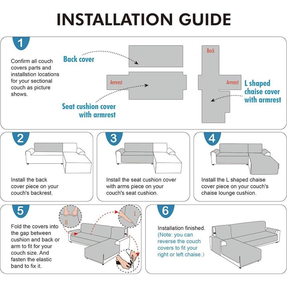 Cubierta de Sofá Seccional Genina Impermeable Gris Grande