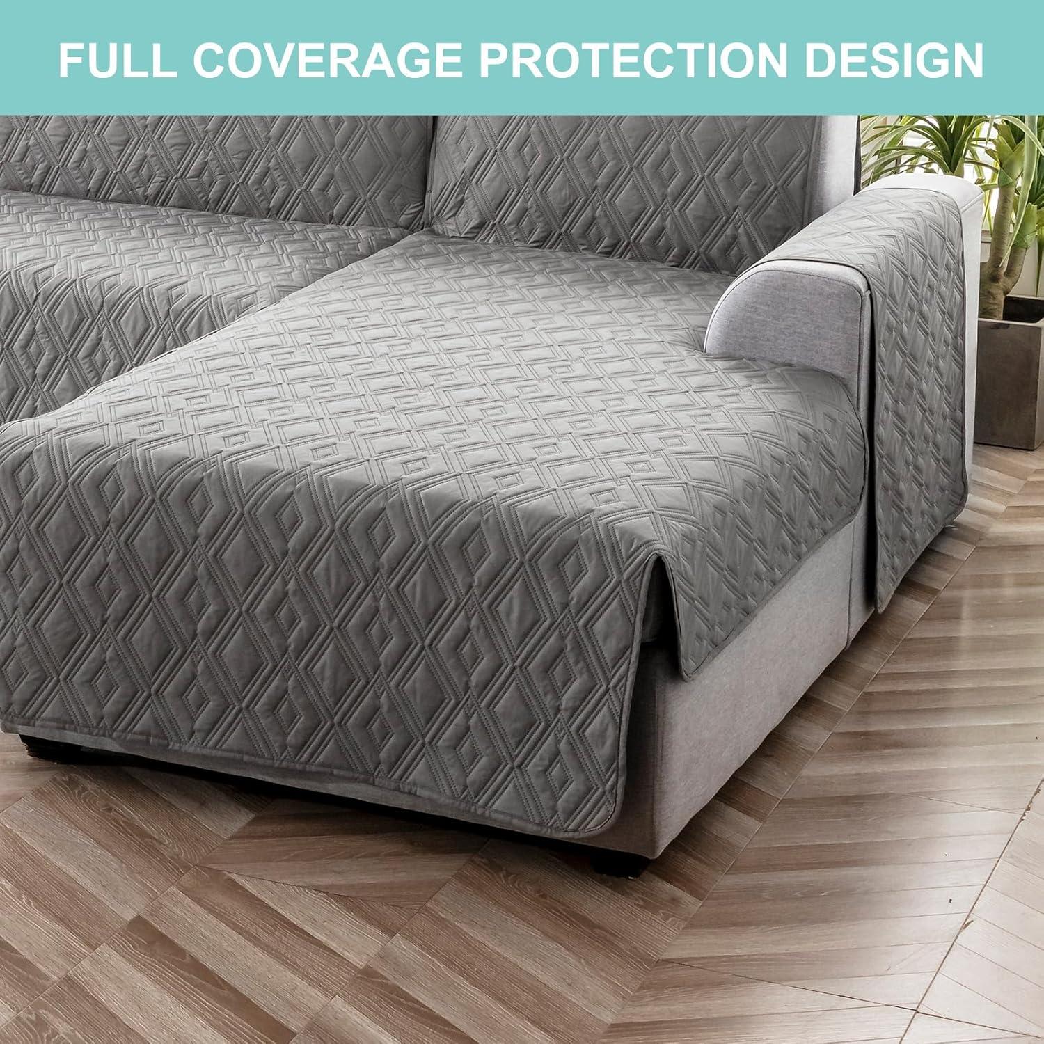 Cubierta de Sofá Seccional Genina Impermeable Gris Grande