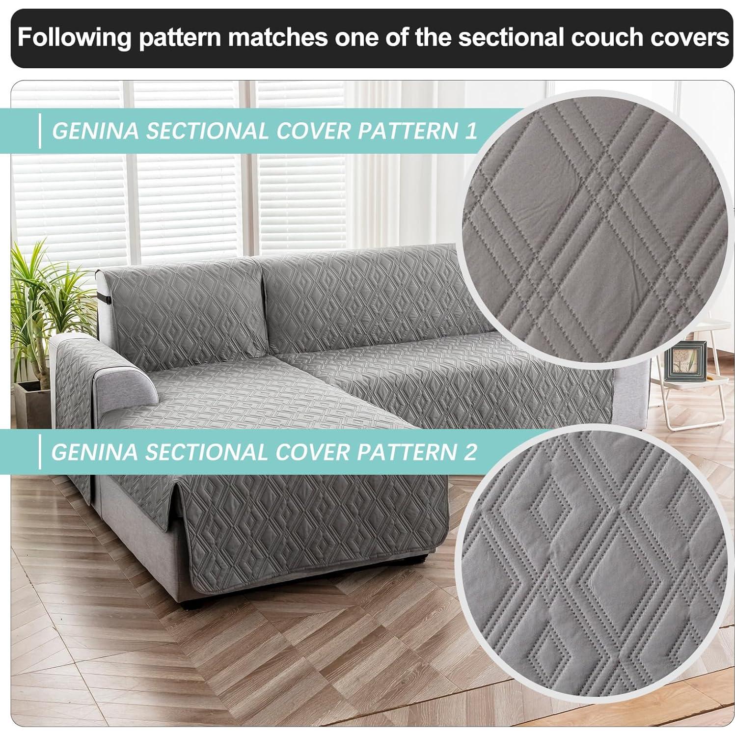 Cubierta de Sofá Seccional Genina Impermeable Gris Grande