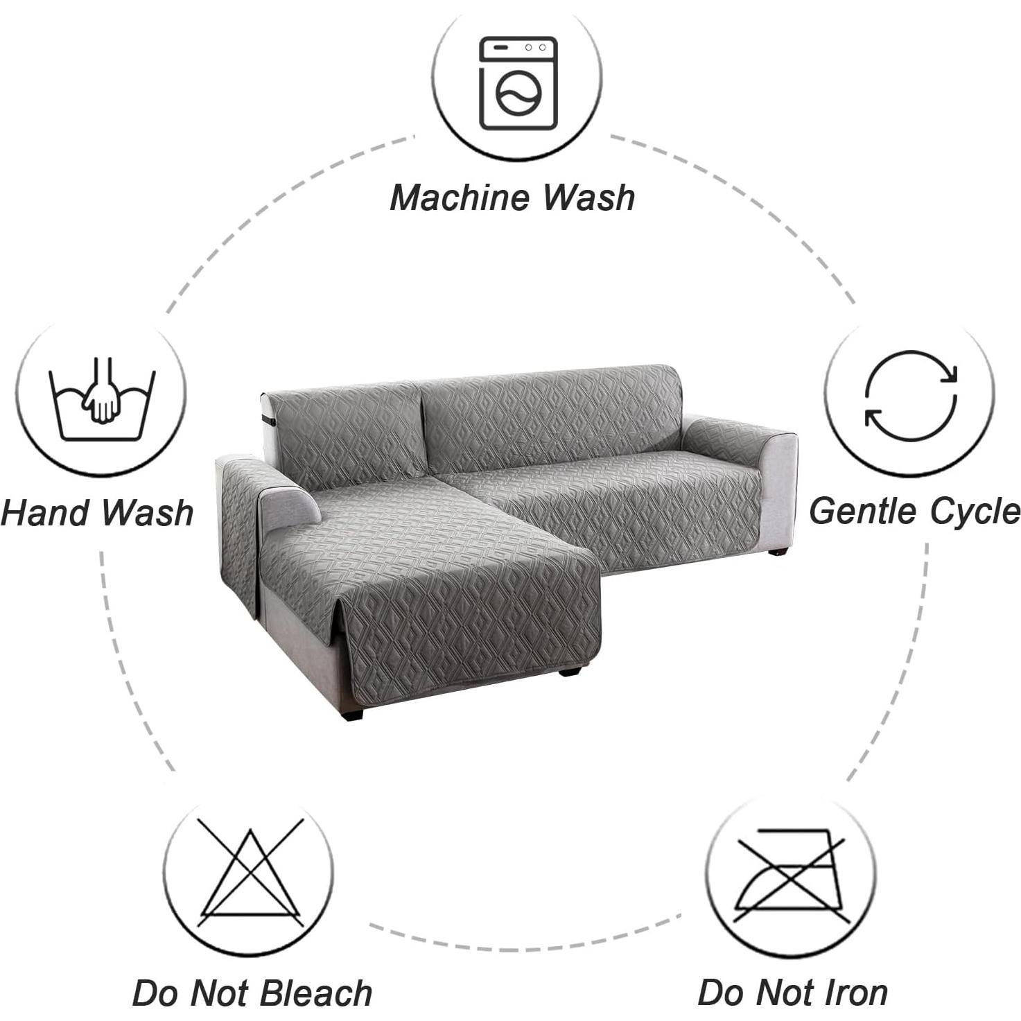Cubierta de Sofá Seccional Genina Impermeable Gris Grande