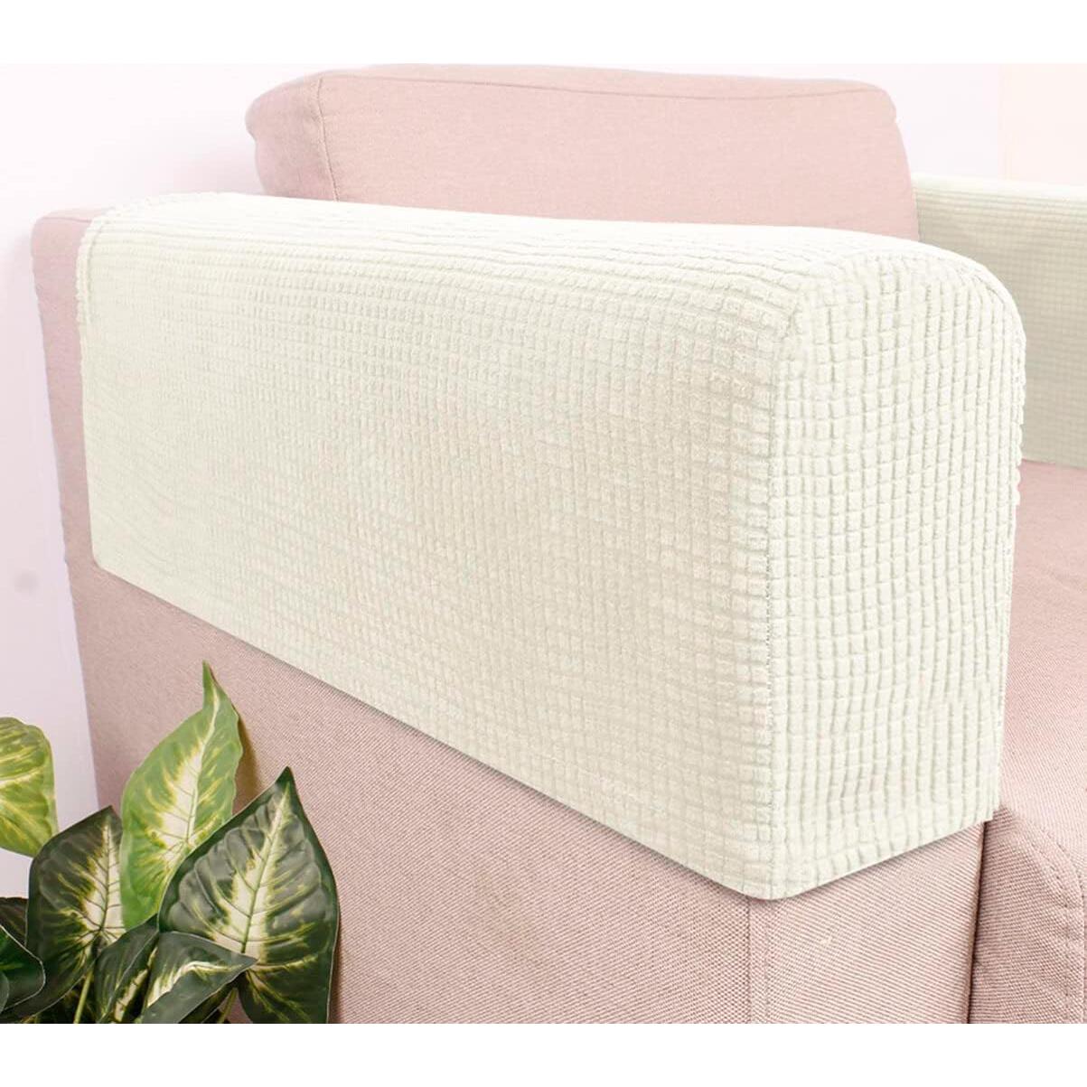 Funda Elástica para Reposabrazos Sofá HOLIDYOYO Beige 2 Pcs