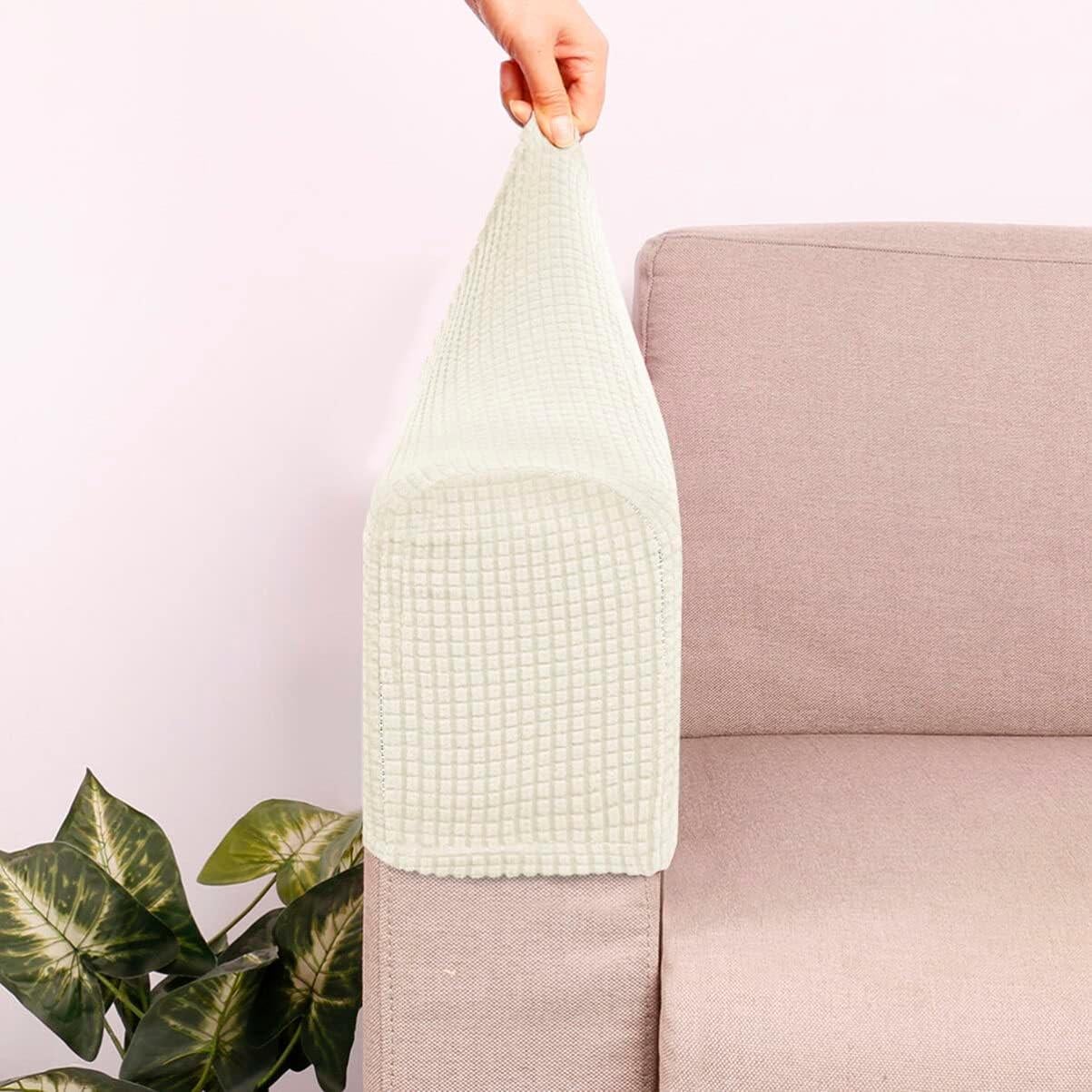 Funda Elástica para Reposabrazos Sofá HOLIDYOYO Beige 2 Pcs