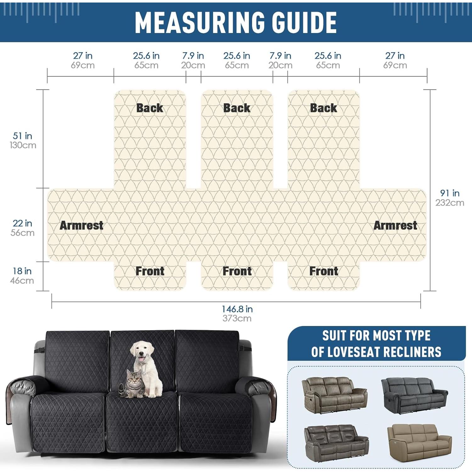 Funda de Sofá Recliner TAOCOCO 100% Impermeable 3 Plazas