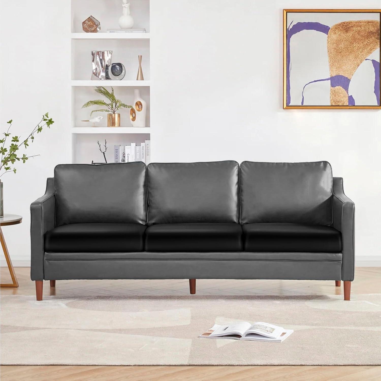 Funda de sofá elástica YISUN 3 piezas cuero PU negro