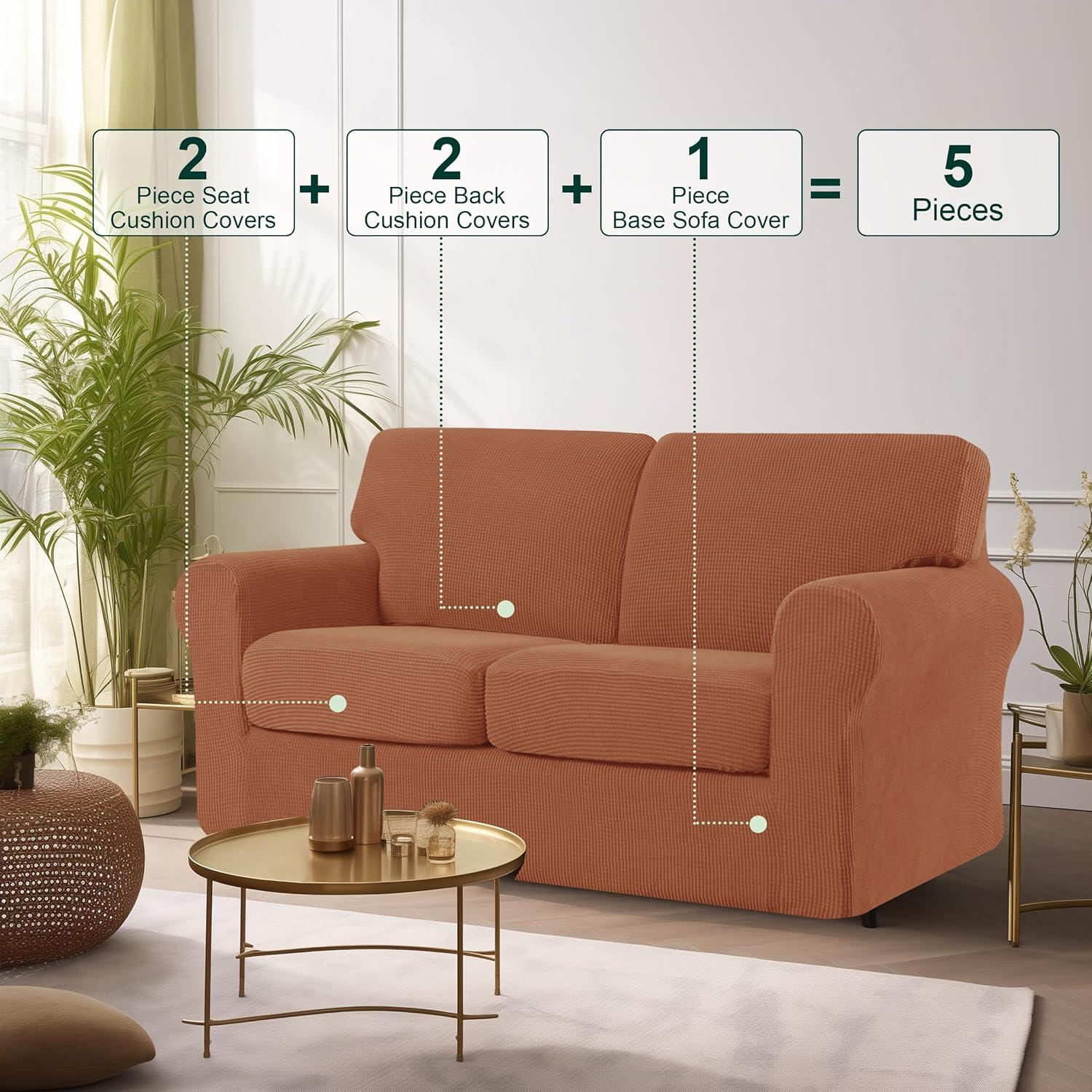 Funda de Sofá Loveseat Estirable CHUN YI 5 Piezas Ladrillo