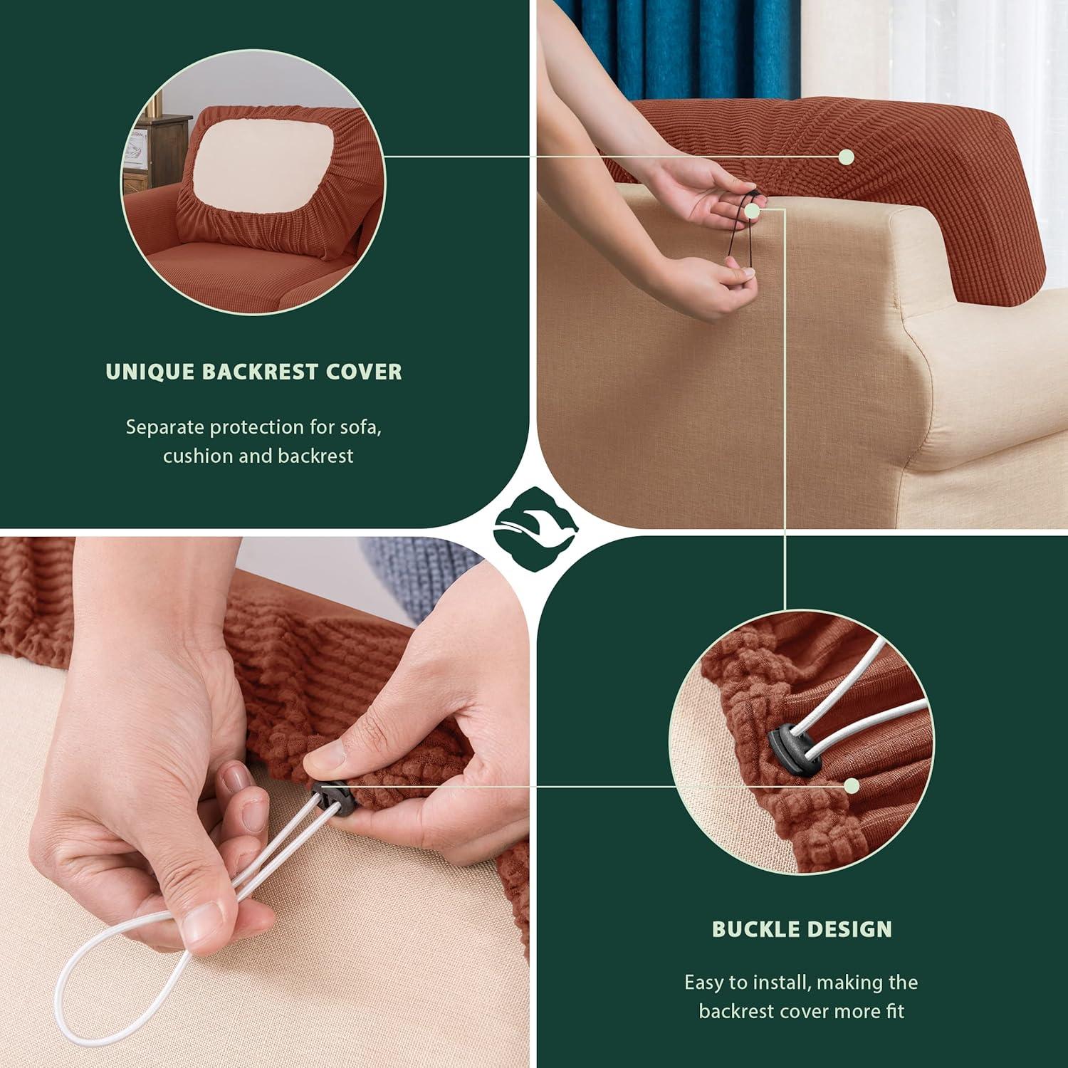 Funda de Sofá Loveseat Estirable CHUN YI 5 Piezas Ladrillo