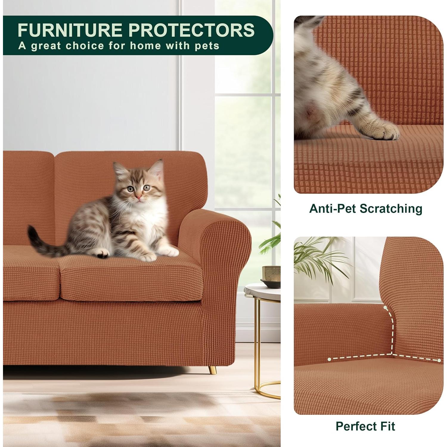 Funda de Sofá Loveseat Estirable CHUN YI 5 Piezas Ladrillo