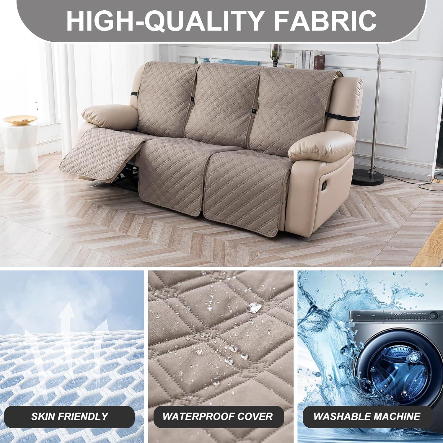 Funda de Sofá Reclinable 3 Plazas YUEANG Impermeable Taupe