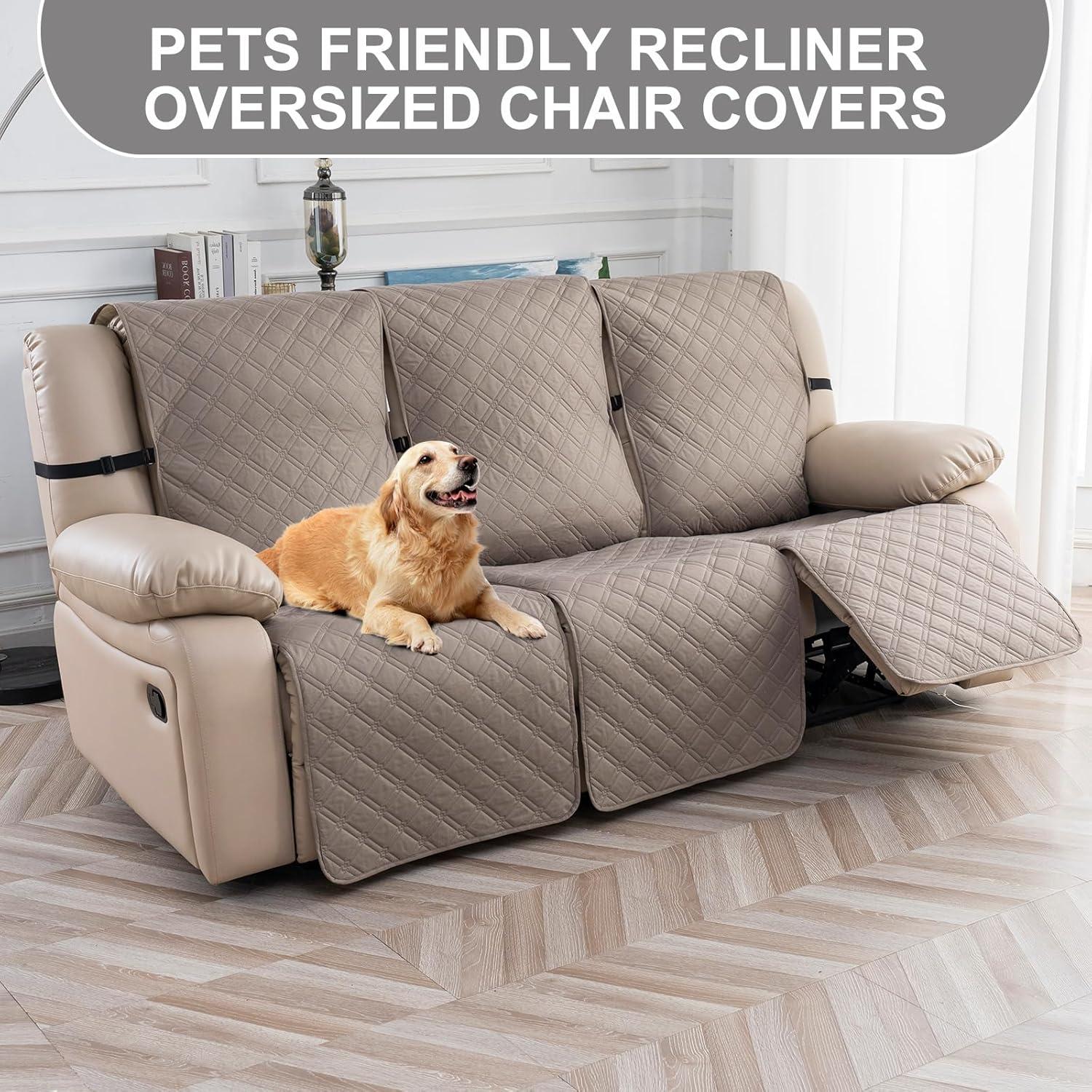 Funda de Sofá Reclinable 3 Plazas YUEANG Impermeable Taupe