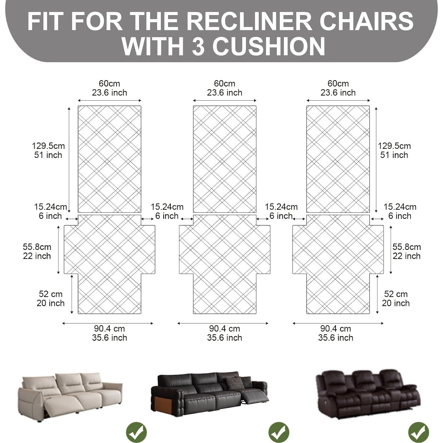 Funda de Sofá Reclinable 3 Plazas YUEANG Impermeable Taupe