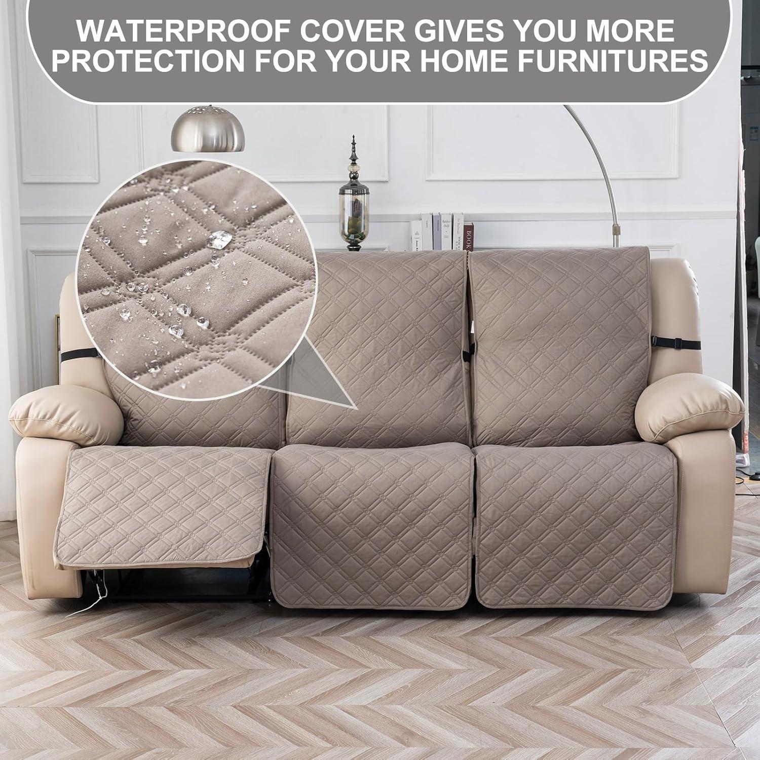 Funda de Sofá Reclinable 3 Plazas YUEANG Impermeable Taupe