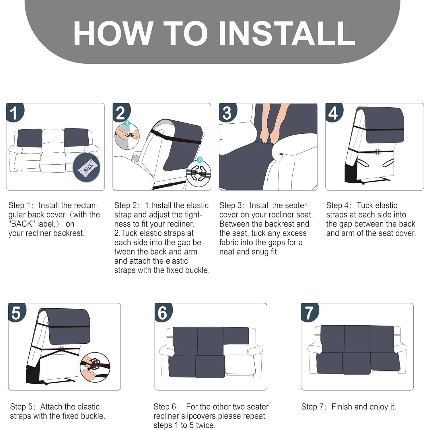 Funda de Sofá Reclinable 3 Plazas YUEANG Impermeable Taupe