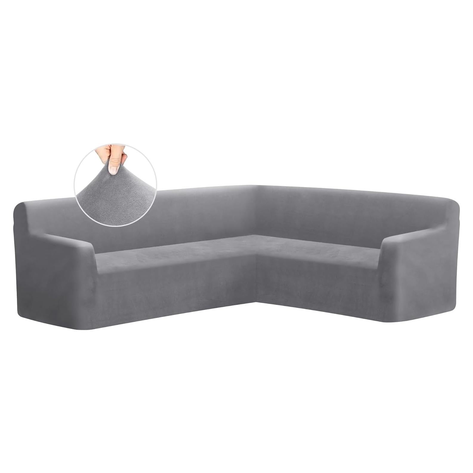 Funda de Sofá Esquinera ALIECOM Terciopelo Gris Grande