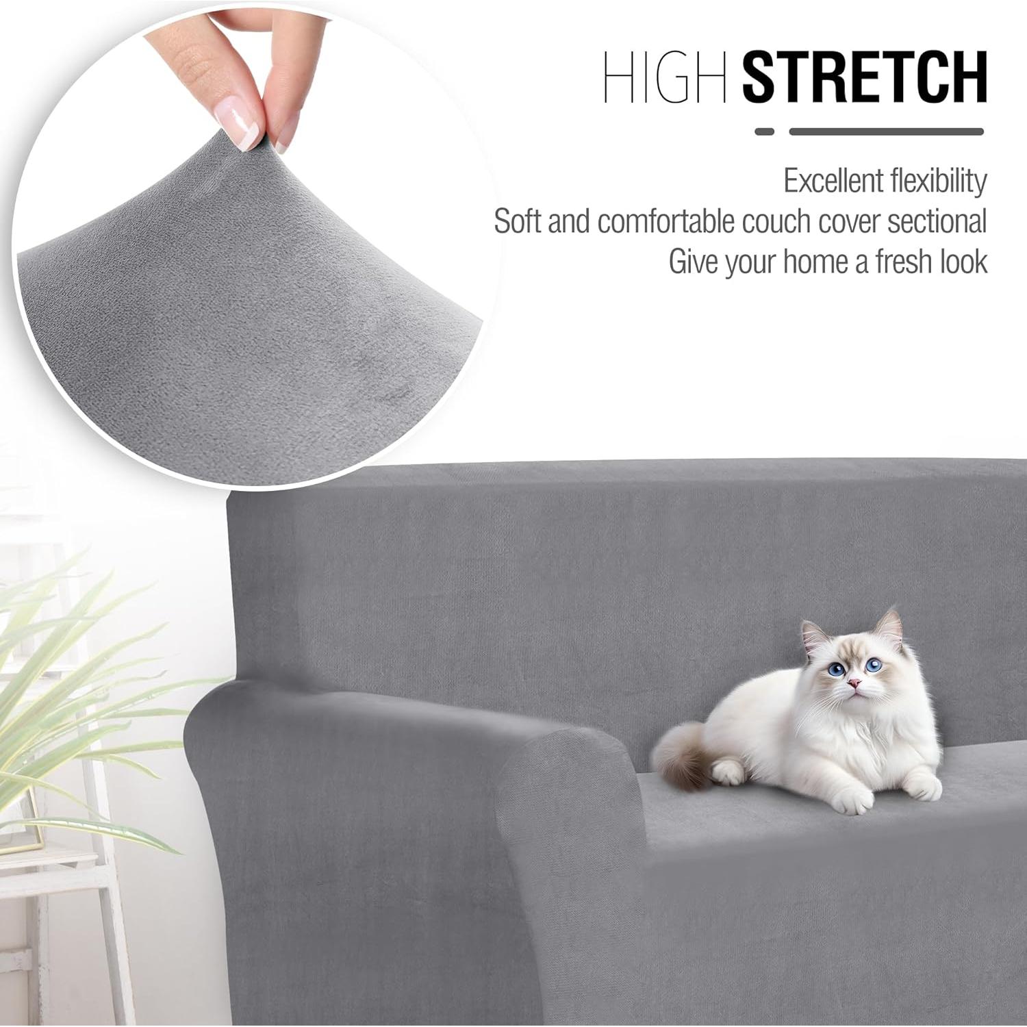 Funda de Sofá Esquinera ALIECOM Terciopelo Gris Grande