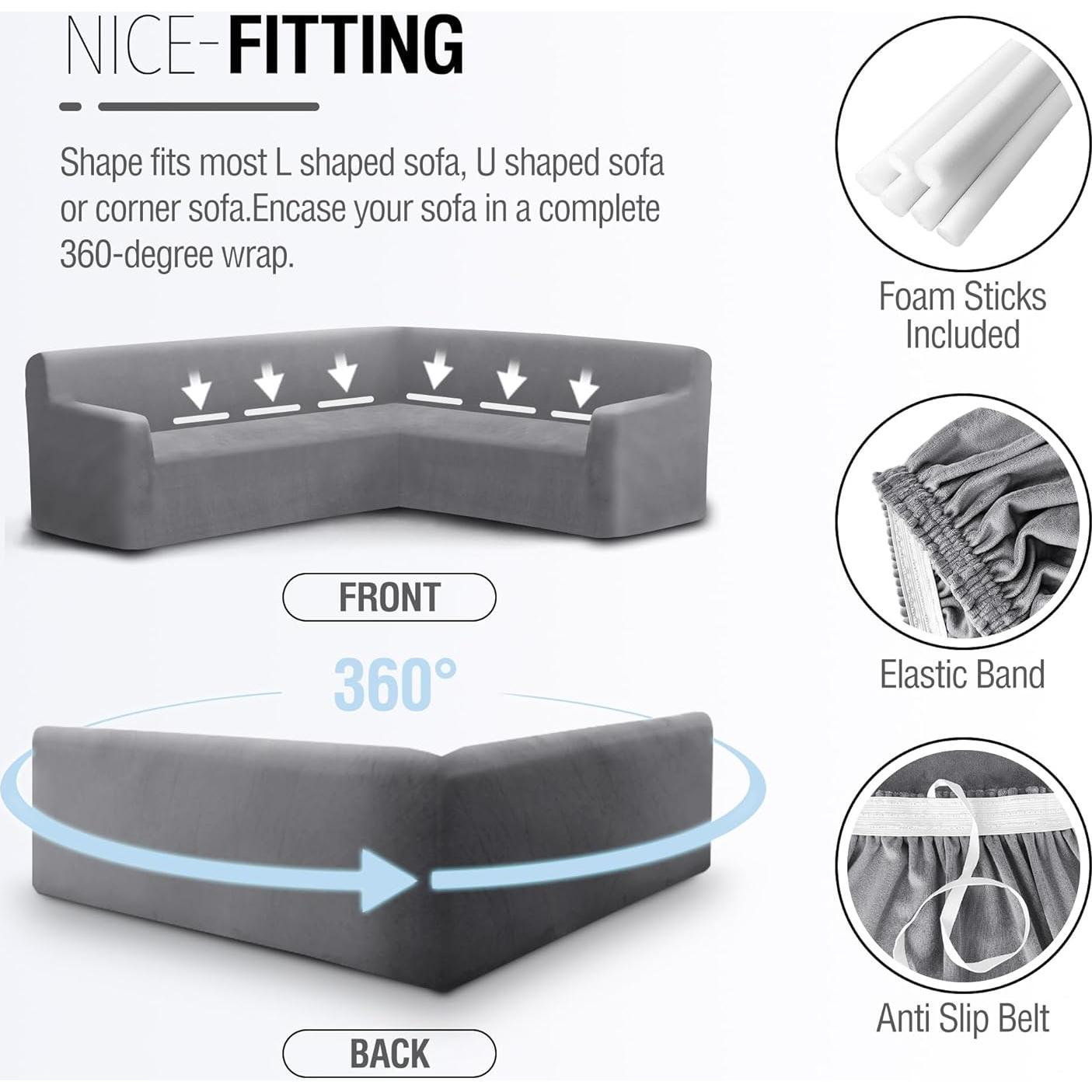 Funda de Sofá Esquinera ALIECOM Terciopelo Gris Grande