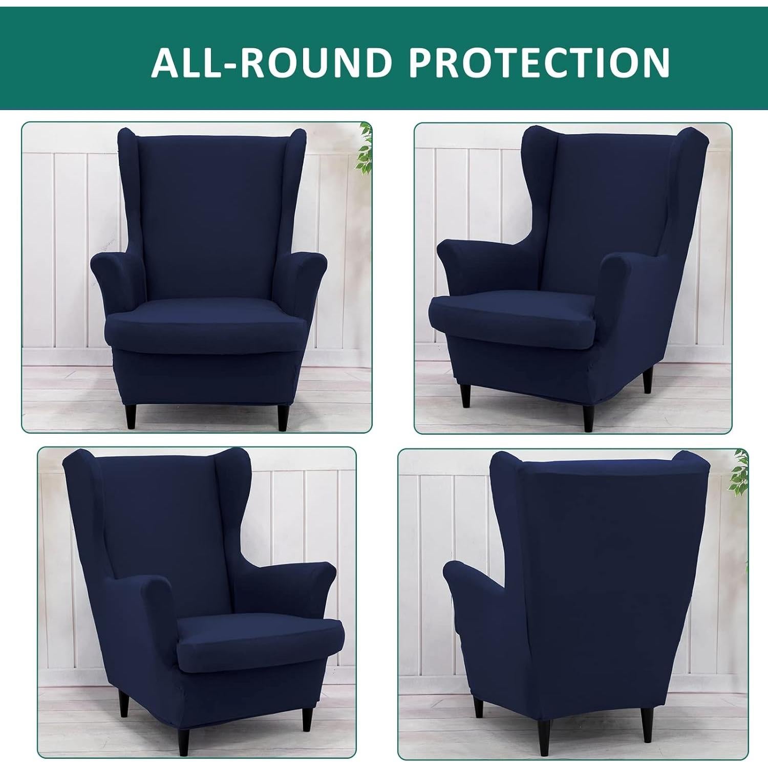 Funda de Sillón Wingback NILUOH 2 Piezas Color Marino