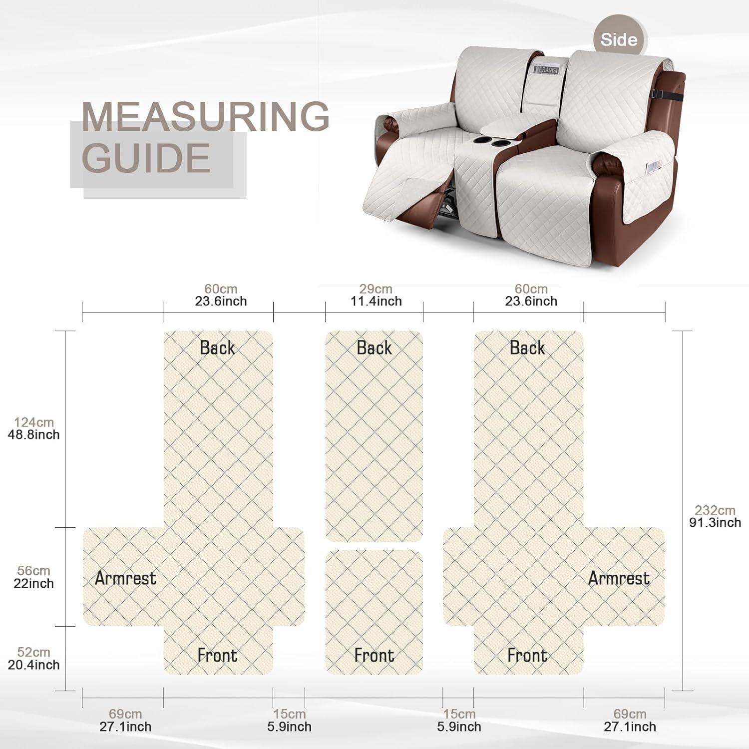 Funda Impermeable para Loveseat Recliner KinCam Beige 2 Asientos