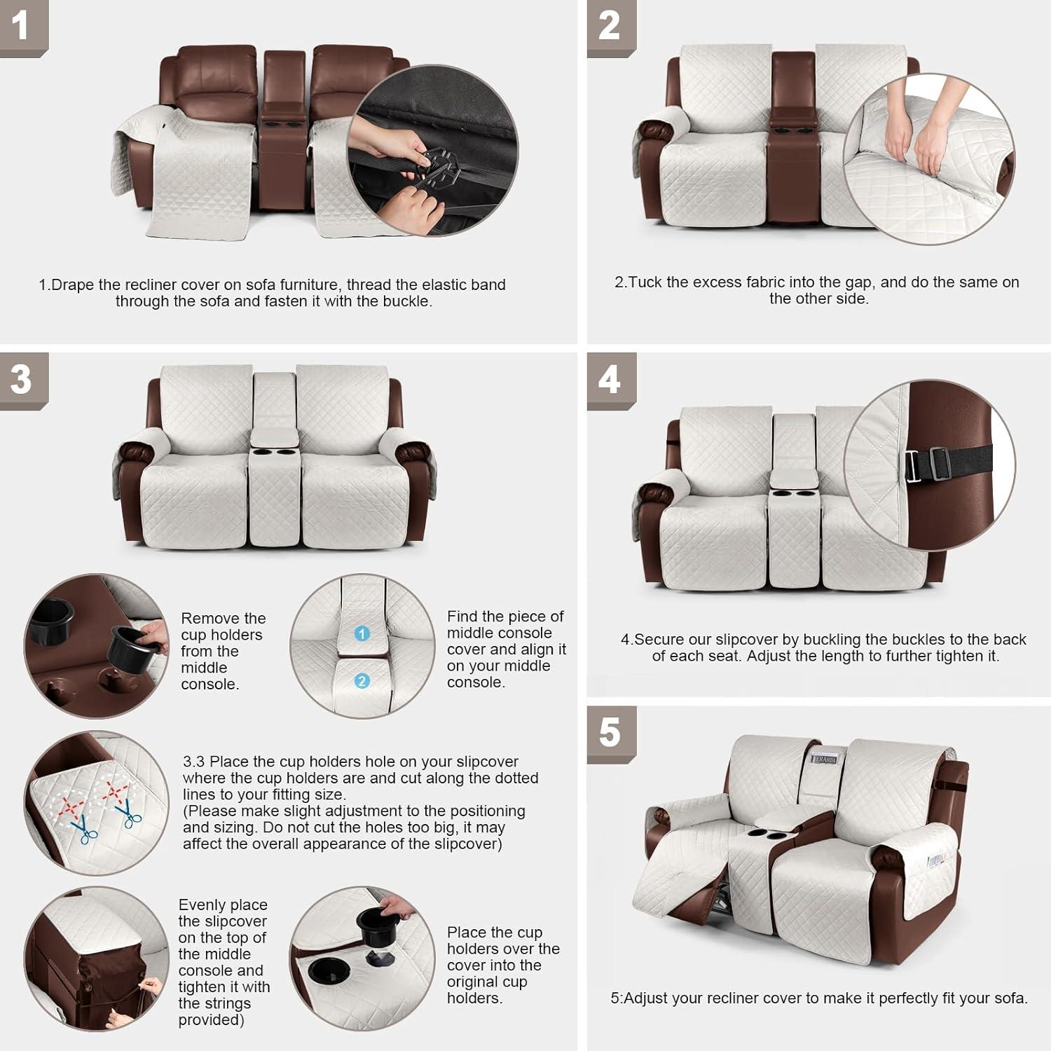 Funda Impermeable para Loveseat Recliner KinCam Beige 2 Asientos