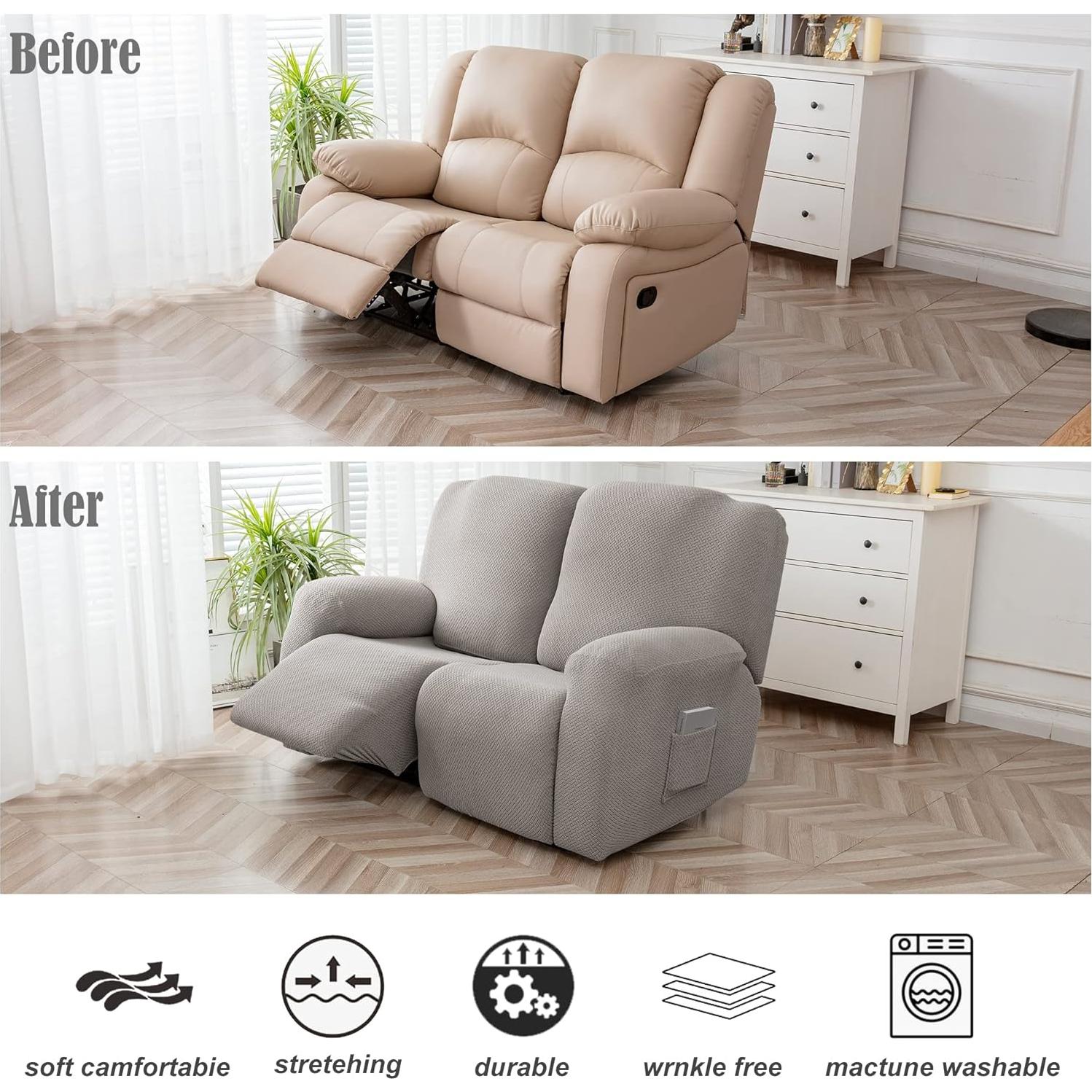 Funda Estirable para Loveseat Recliner Genina 2 Asientos Gris