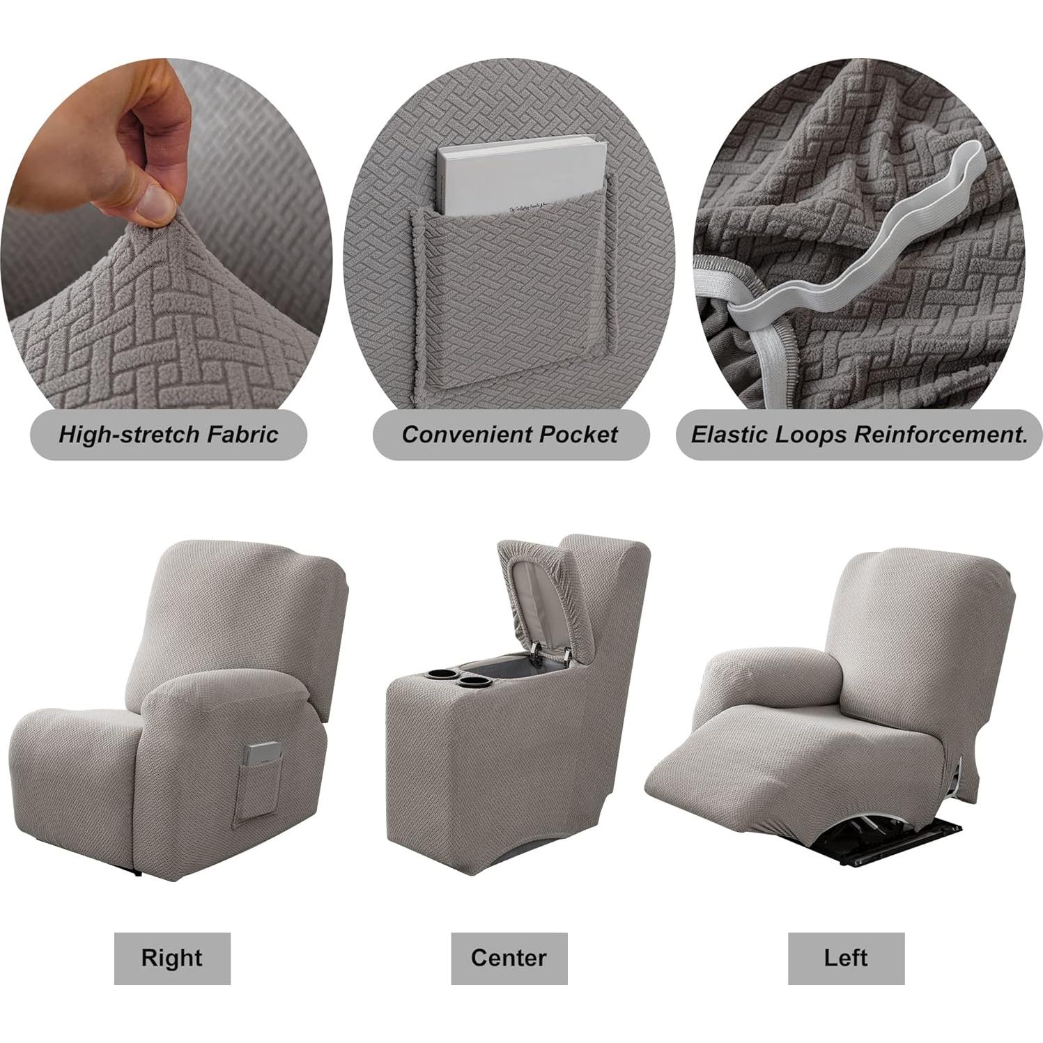 Funda Estirable para Loveseat Recliner Genina 2 Asientos Gris