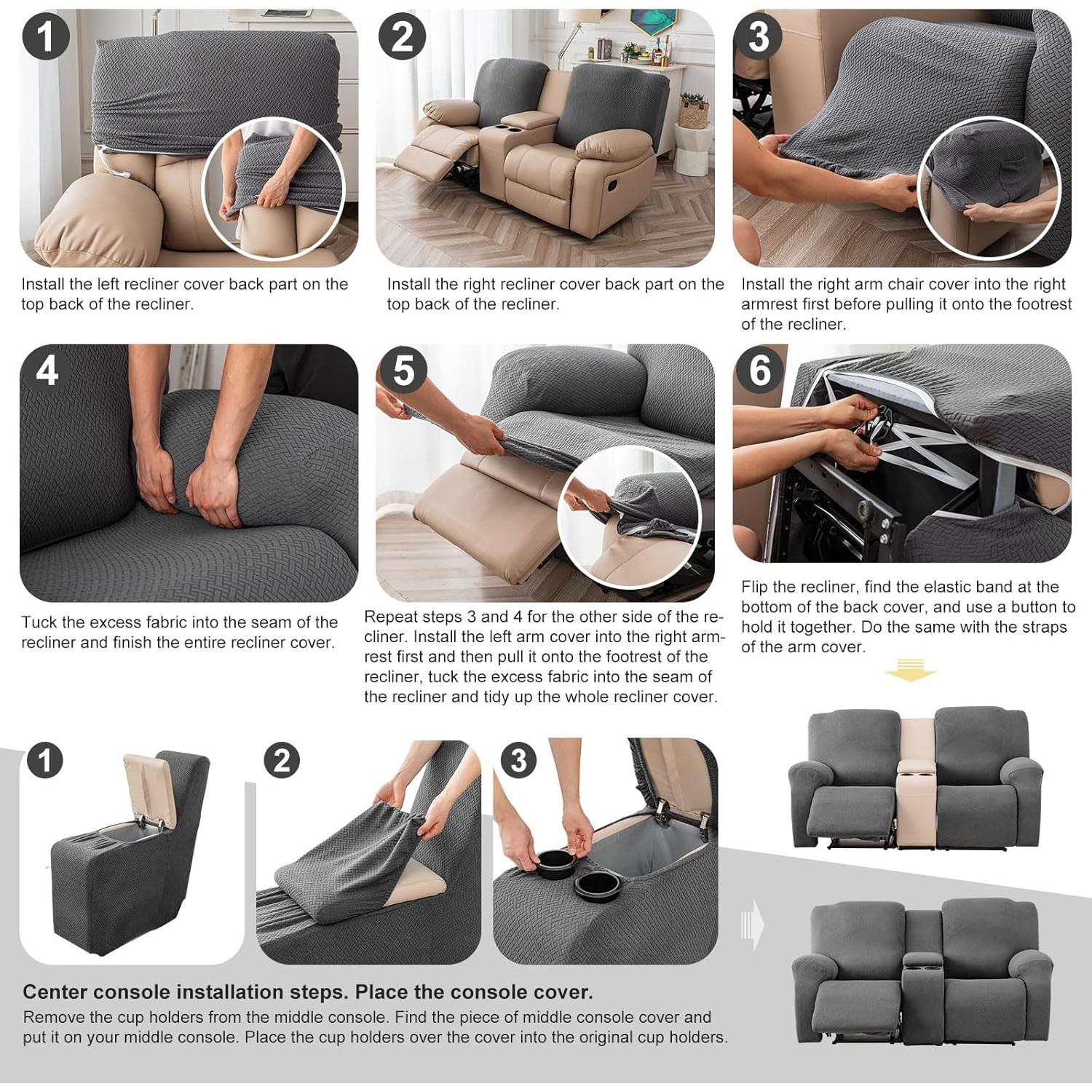Funda Estirable para Loveseat Recliner Genina 2 Asientos Gris