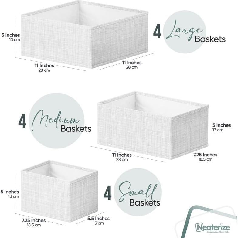 Organizador de Cajones Neaterize 12 Cestas Blanco-Gris