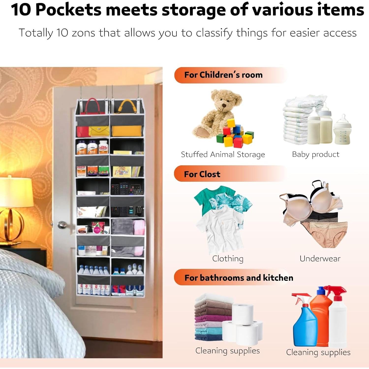 Organizador sobre la puerta Ofiray-Home 5 niveles 10 compartimentos