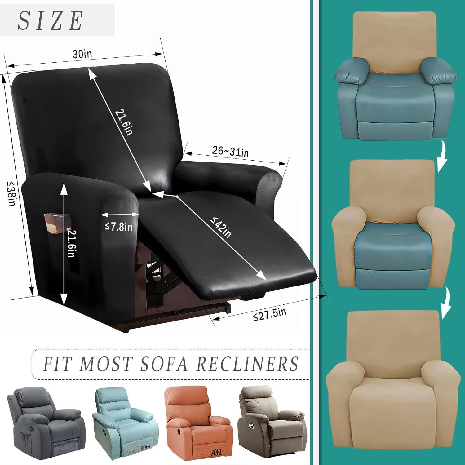 Funda de sofá reclinable JOKIVTOU 1/2/3 asientos impermeable