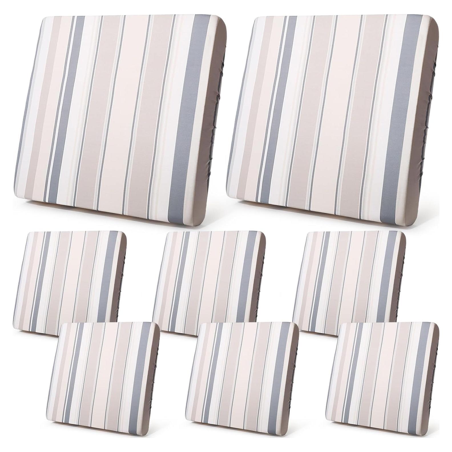 Funda de Cojín Estirable Newwiee 8 Pcs Gris Beige