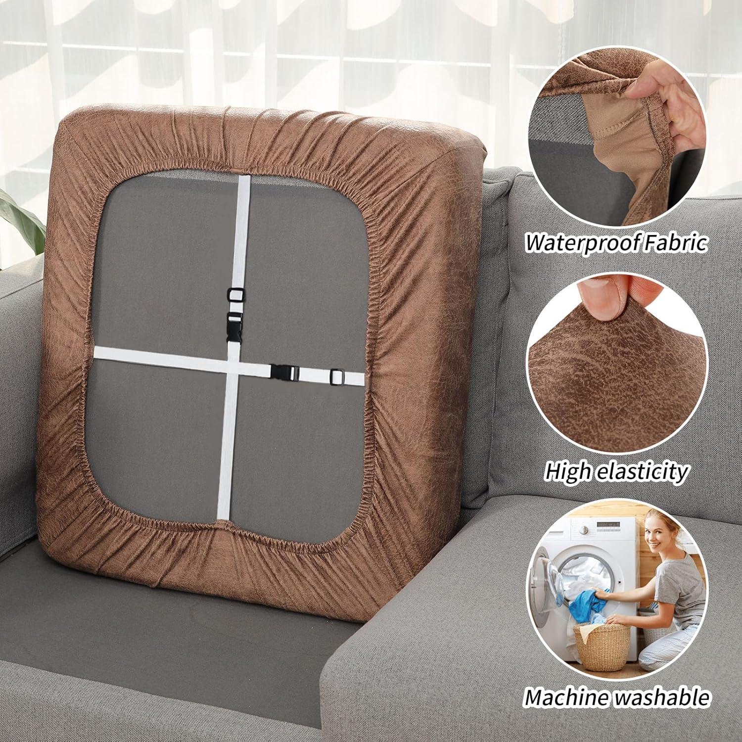 Fundas de Cojín Estirables Fuloon 2 Pcs Marrón 50-70 cm